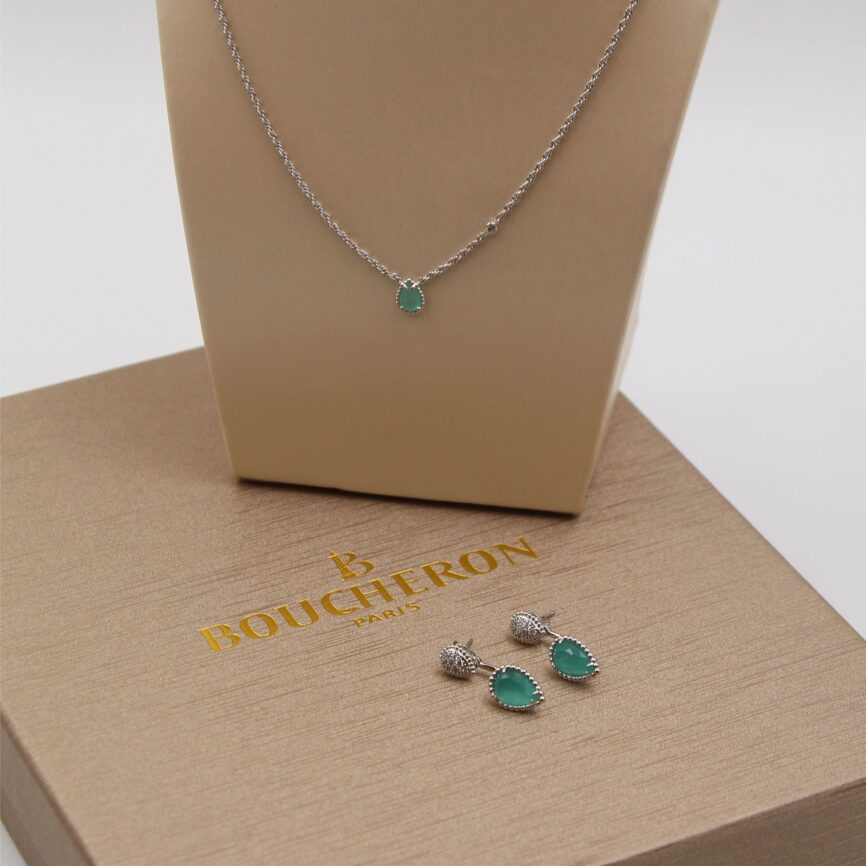 Boucheron Serpent Bohème Malachite and Diamond Pendant and Earring Suite
