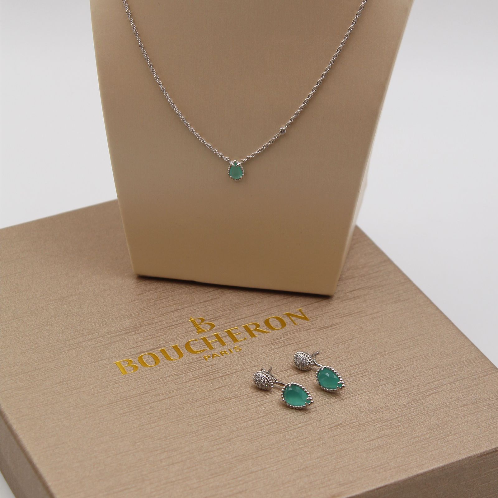 Boucheron Serpent Bohème Malachite and Diamond Pendant and Earring Suite