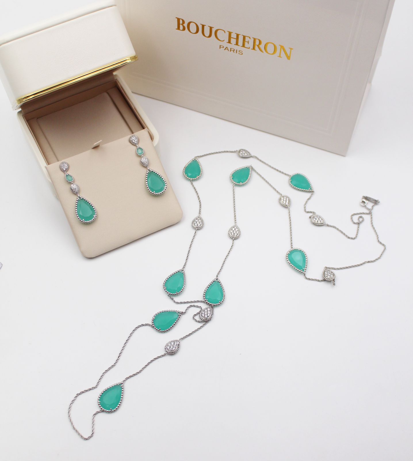 Boucheron Serpentine Turquoise and Diamond Drop Haute Joaillerie Suite