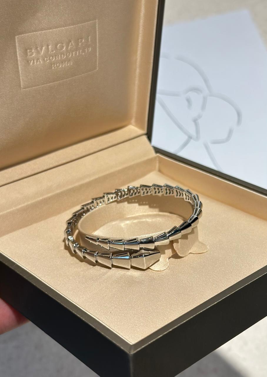 Bvlgari Serpenti Tubogas 18K White Gold Double-Coil Diamond Bracelet