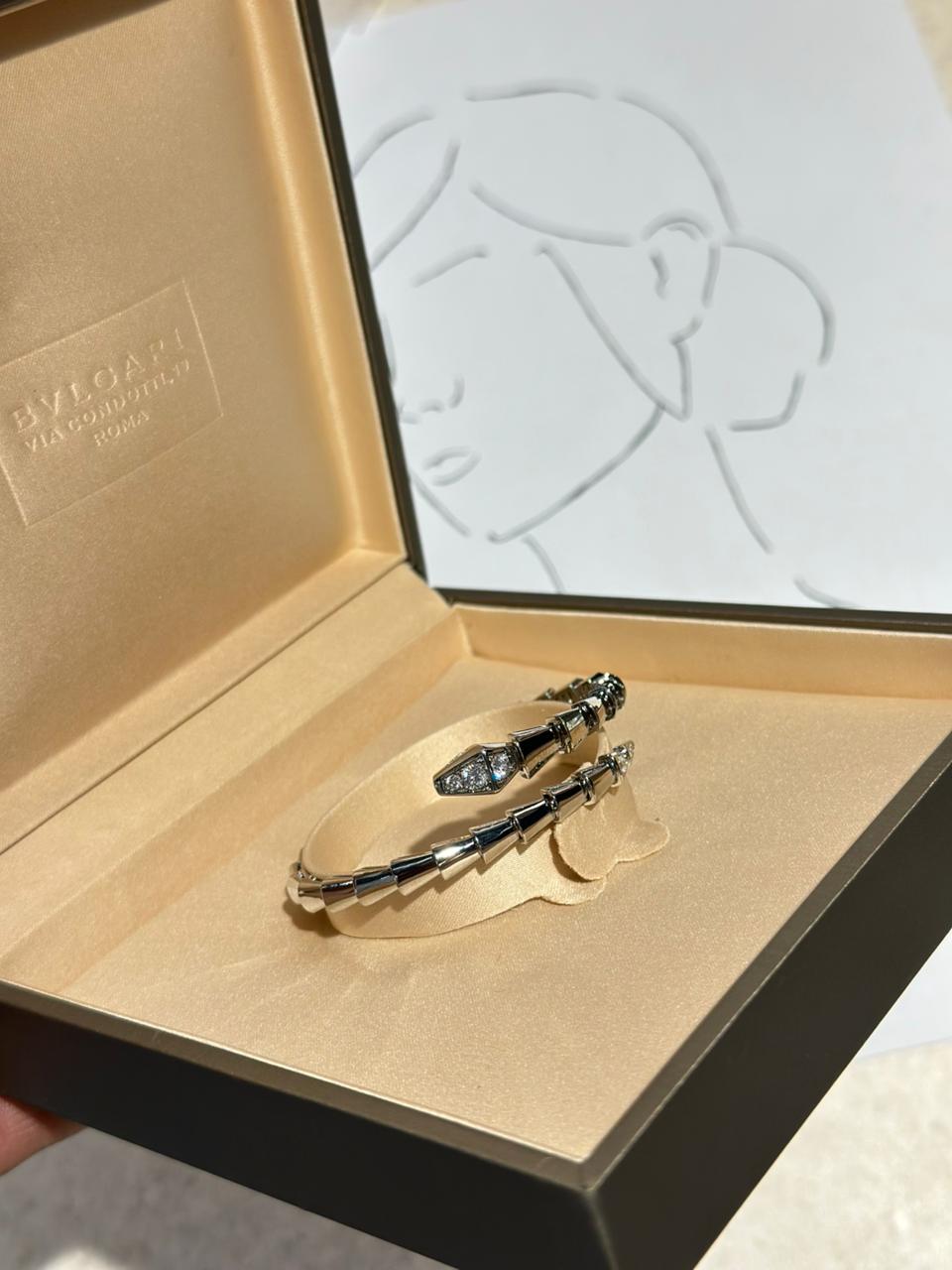 Bvlgari Serpenti Viper 18K White Gold and Diamond Two-Coil Bracelet