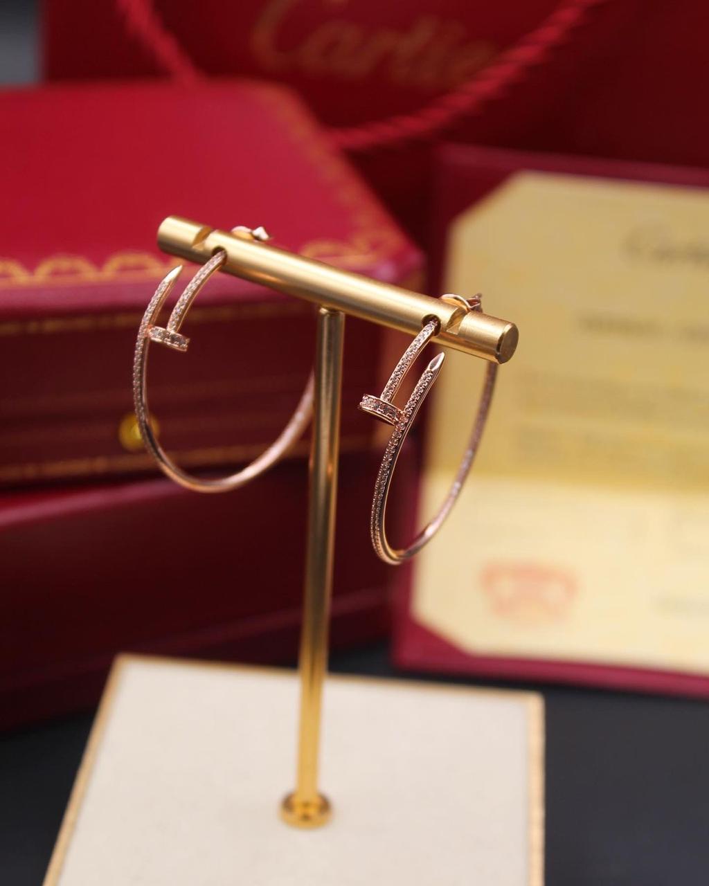 Cartier 18K Rose Gold Diamond-Embellished Juste un Clou Hoop Earrings