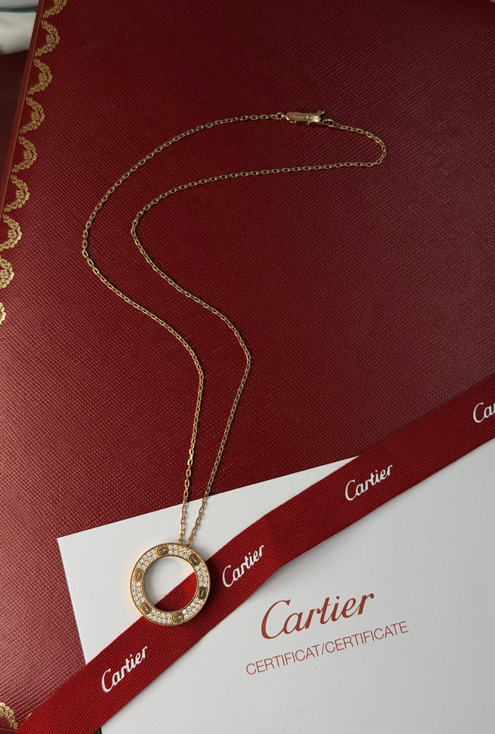 Cartier 18K Yellow Gold Diamond-Paved LOVE Pendant Necklace