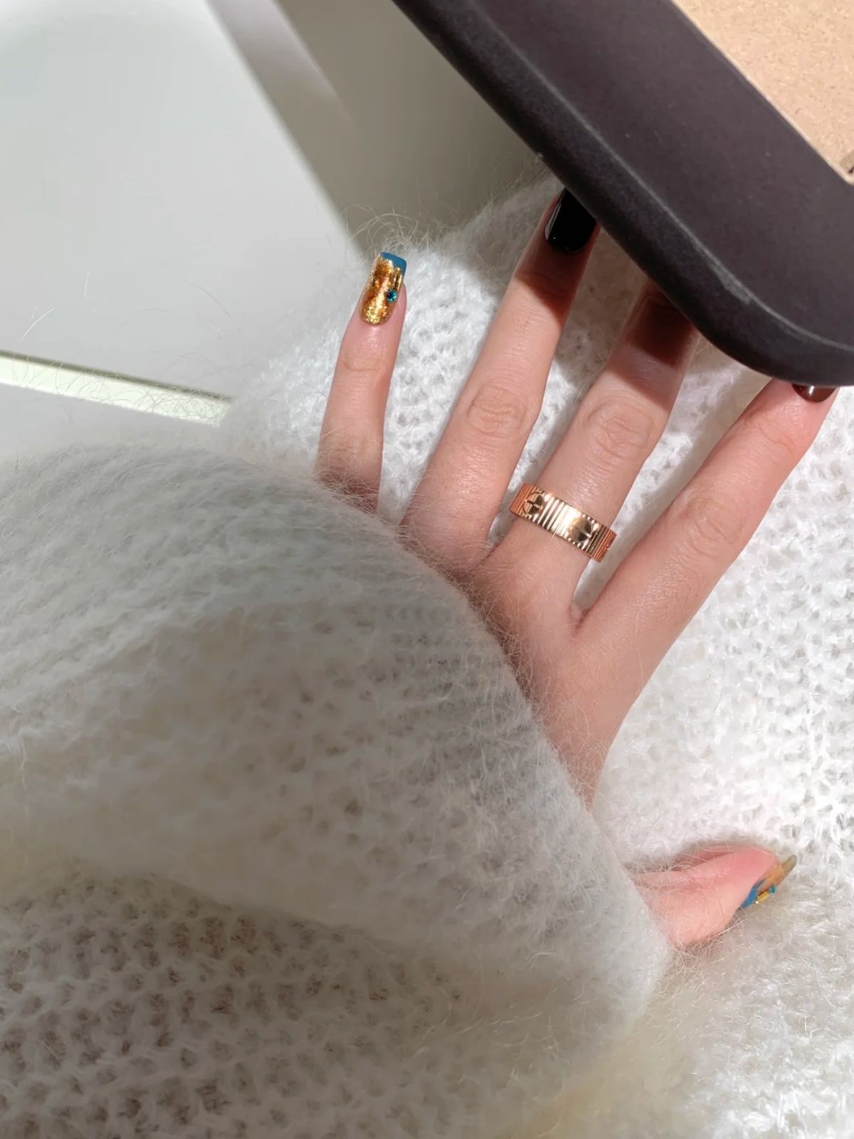 Cartier 18K Rose Gold Etched Band Ring