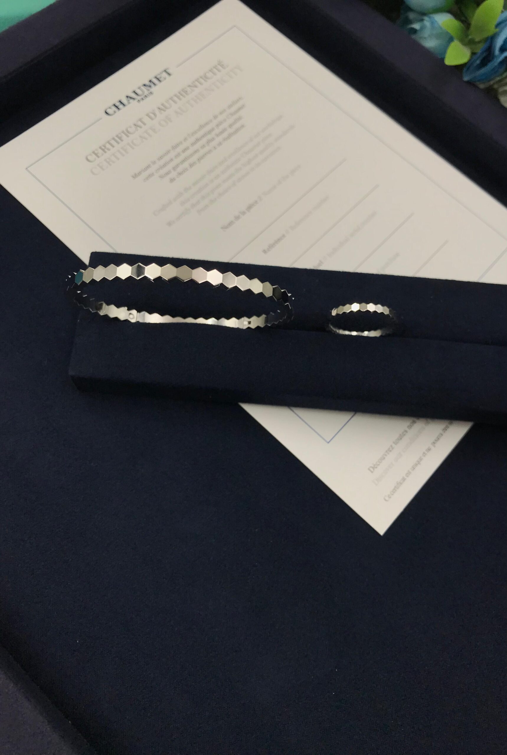 Chaumet Bee My Love White Gold Hexagonal Bangle and Ring Set