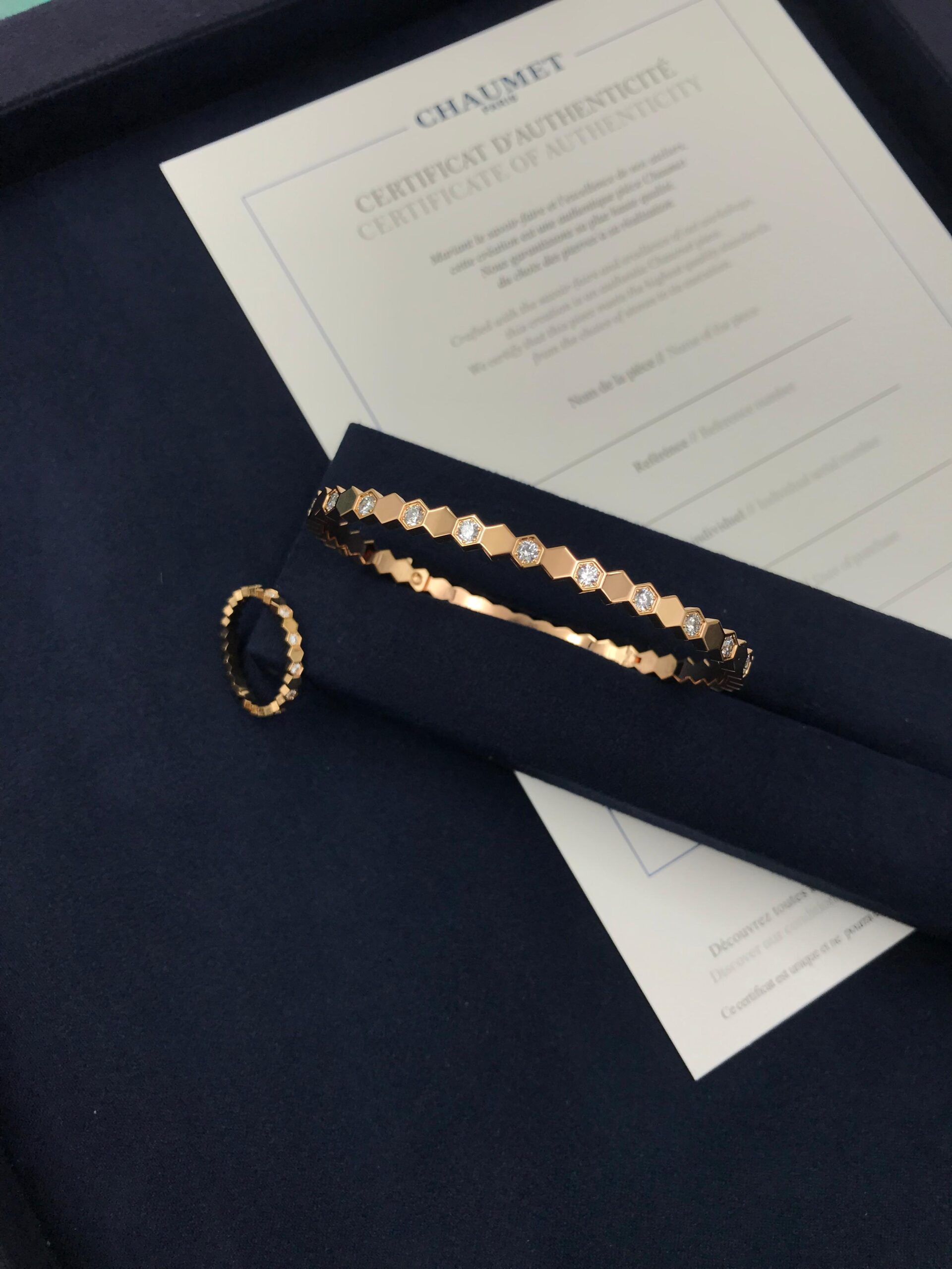 Chaumet Bee My Love 18K Rose Gold and Diamond Bangle and Matching Ring Set