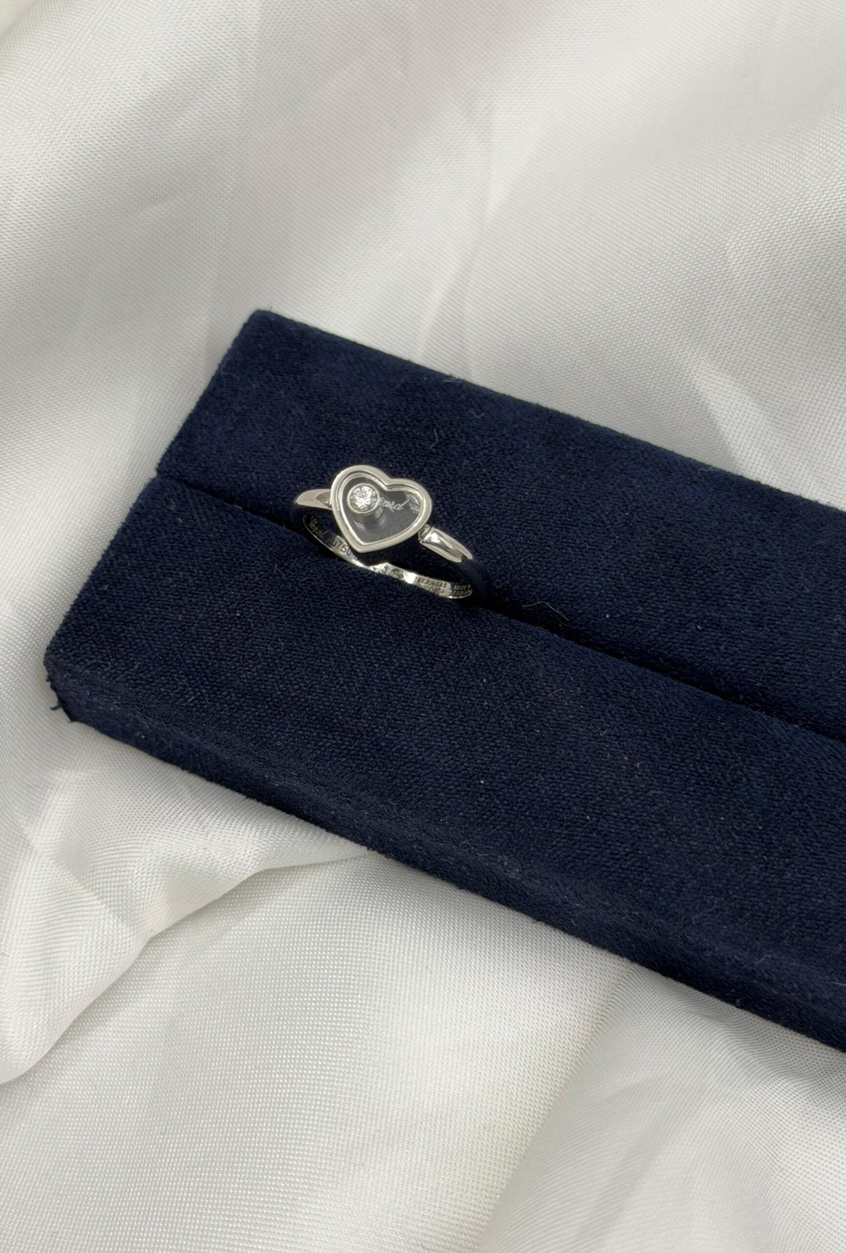 Chopard Happy Diamonds Floating Diamond Heart Ring in 18K White Gold