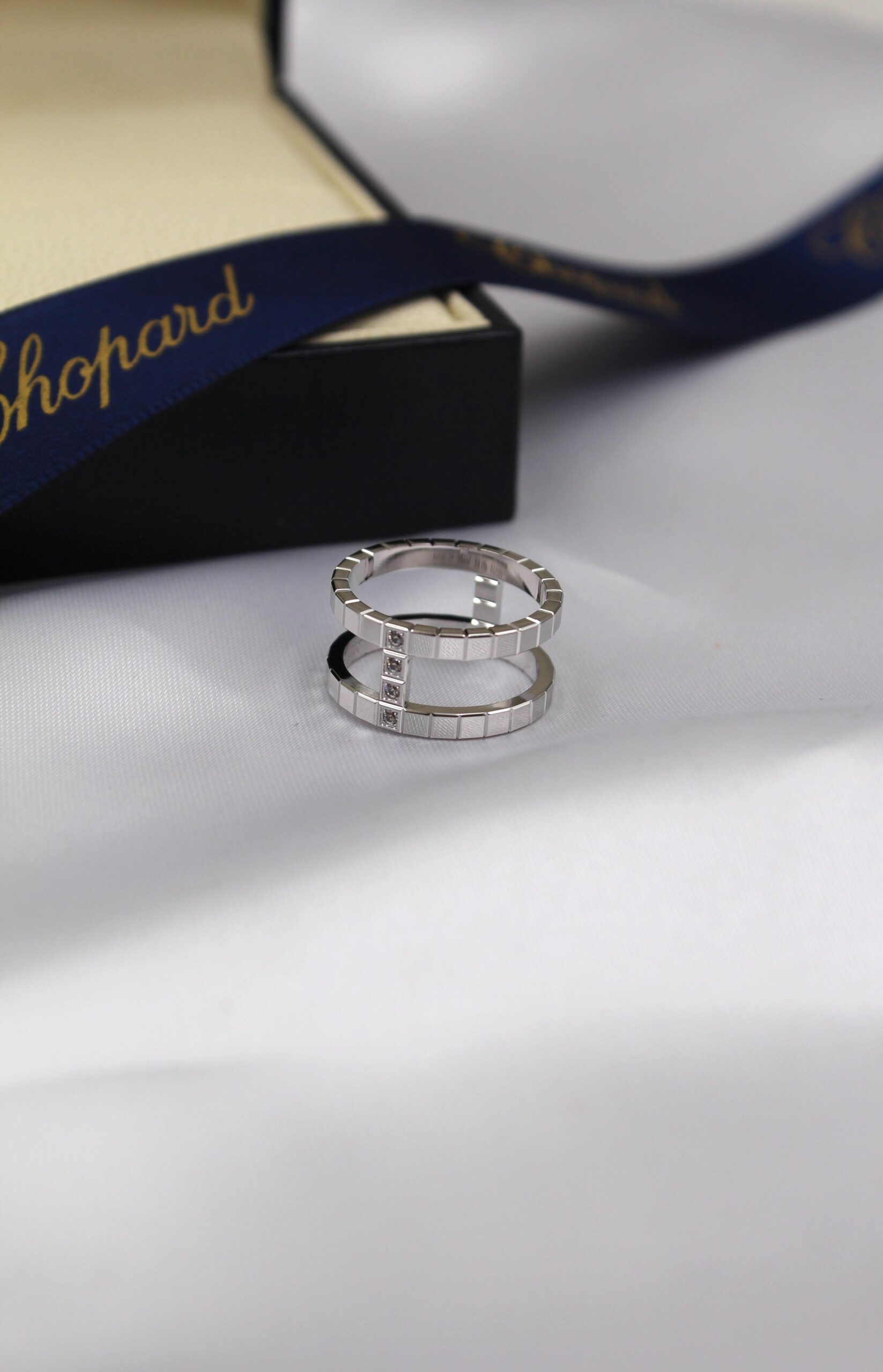Chopard Ice Cube Diamond-Accented Double Band Ring in 18K White Gold
