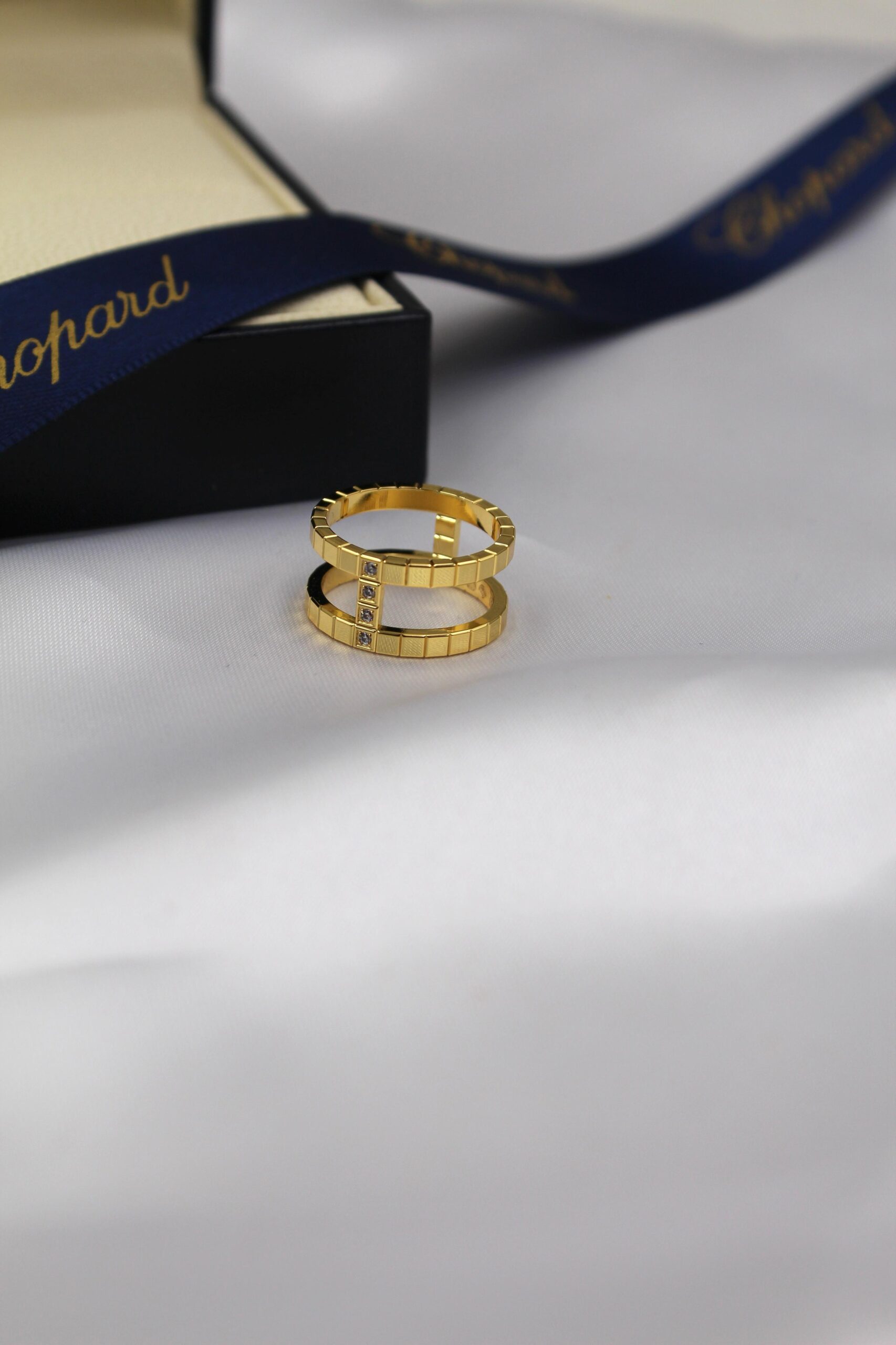 Chopard Ice Cube 18K Yellow Gold Double Band Diamond Ring