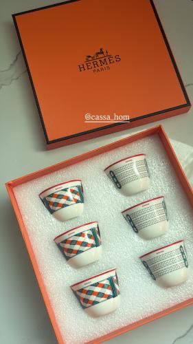 Hermès H Deco Porcelain Espresso Cup Set