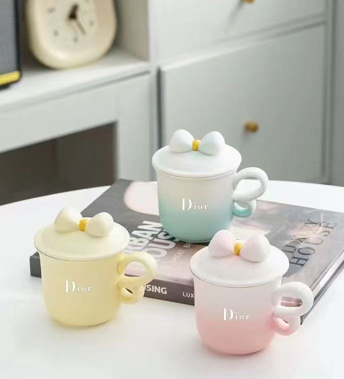 Pastel Bow-Accented Designer Ceramic Mug Collection