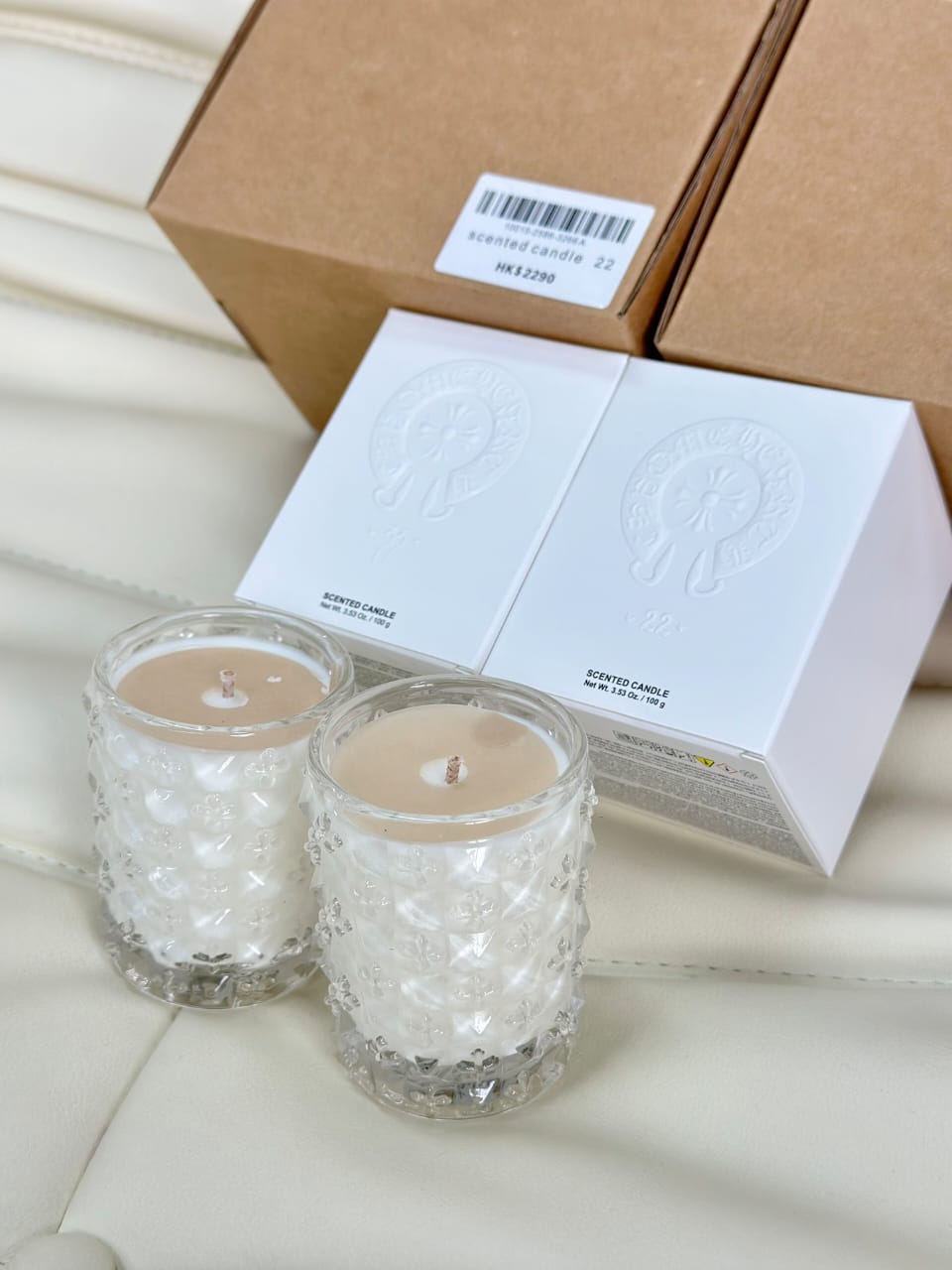 Artisan Embossed Crystal-Glass Scented Candle Duo