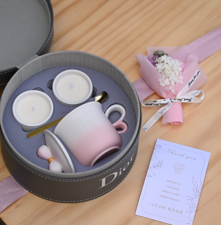 Ethereal Blush Ombré Ceramic & Gold Tea Gift Set