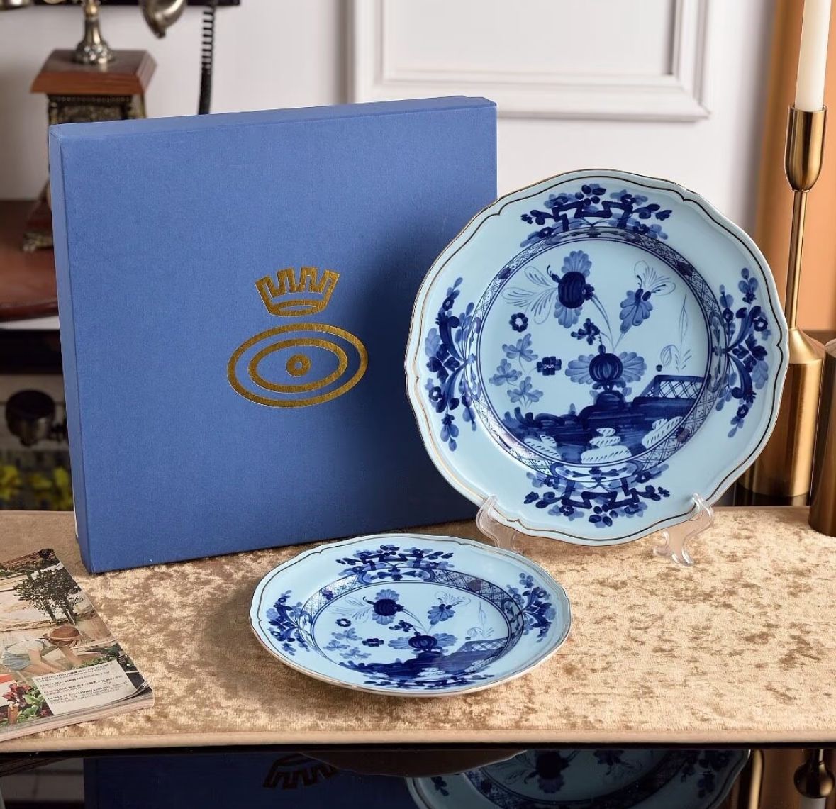 Heritage Blue Porcelain Scalloped Dinnerware Set