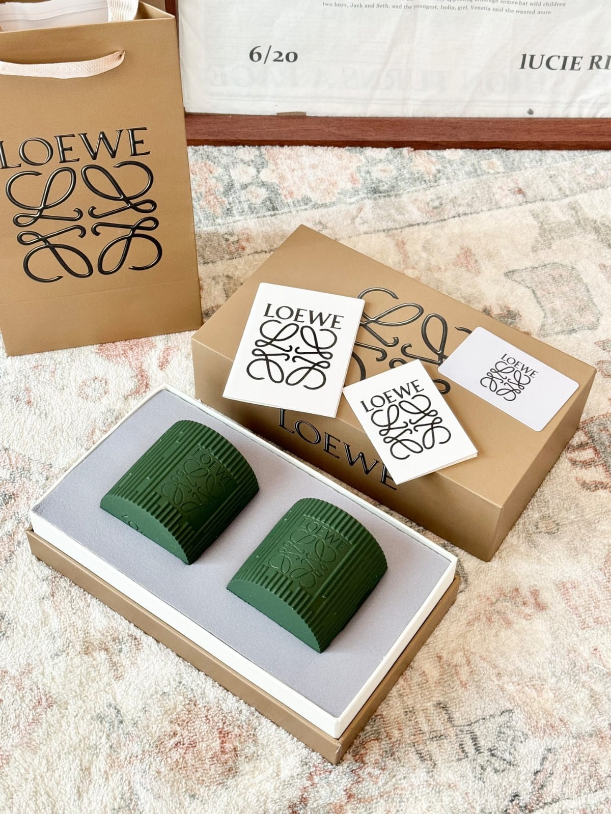 Loewe Architectural Ceramic Candle Duo – Forest Green