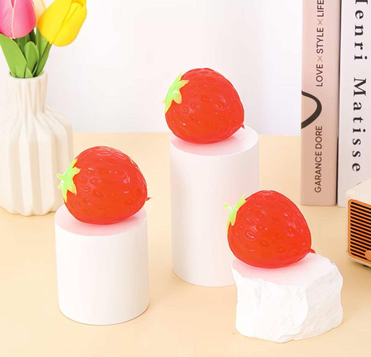 Botanical Strawberry Sculptural Table Accents