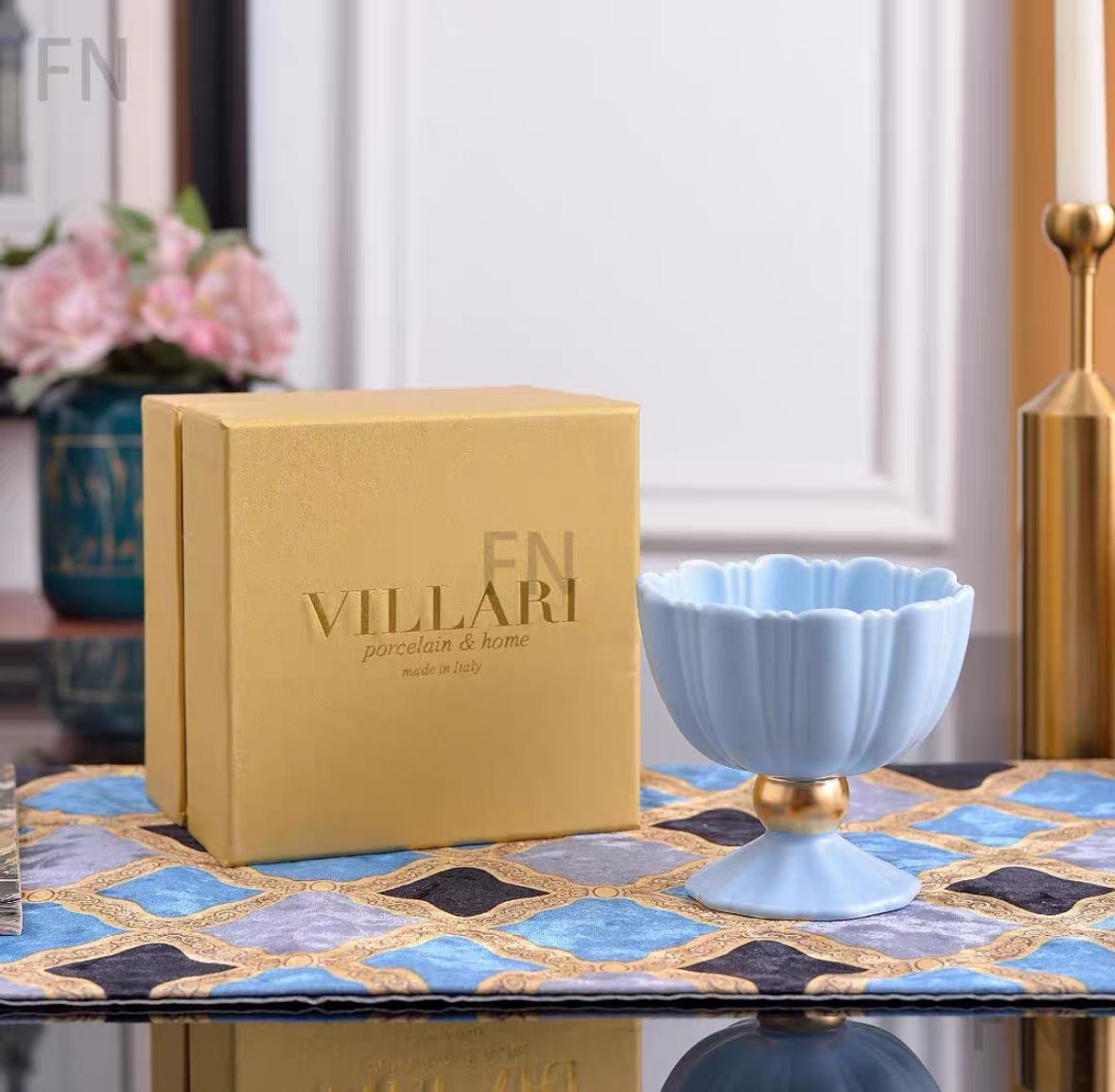 Villari Azure Pedestal Porcelain Bowl
