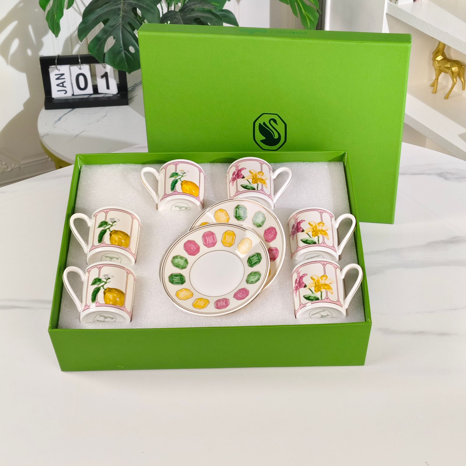 Swarovski x Rosenthal Botanical Espresso Cup and Saucer Gift Set