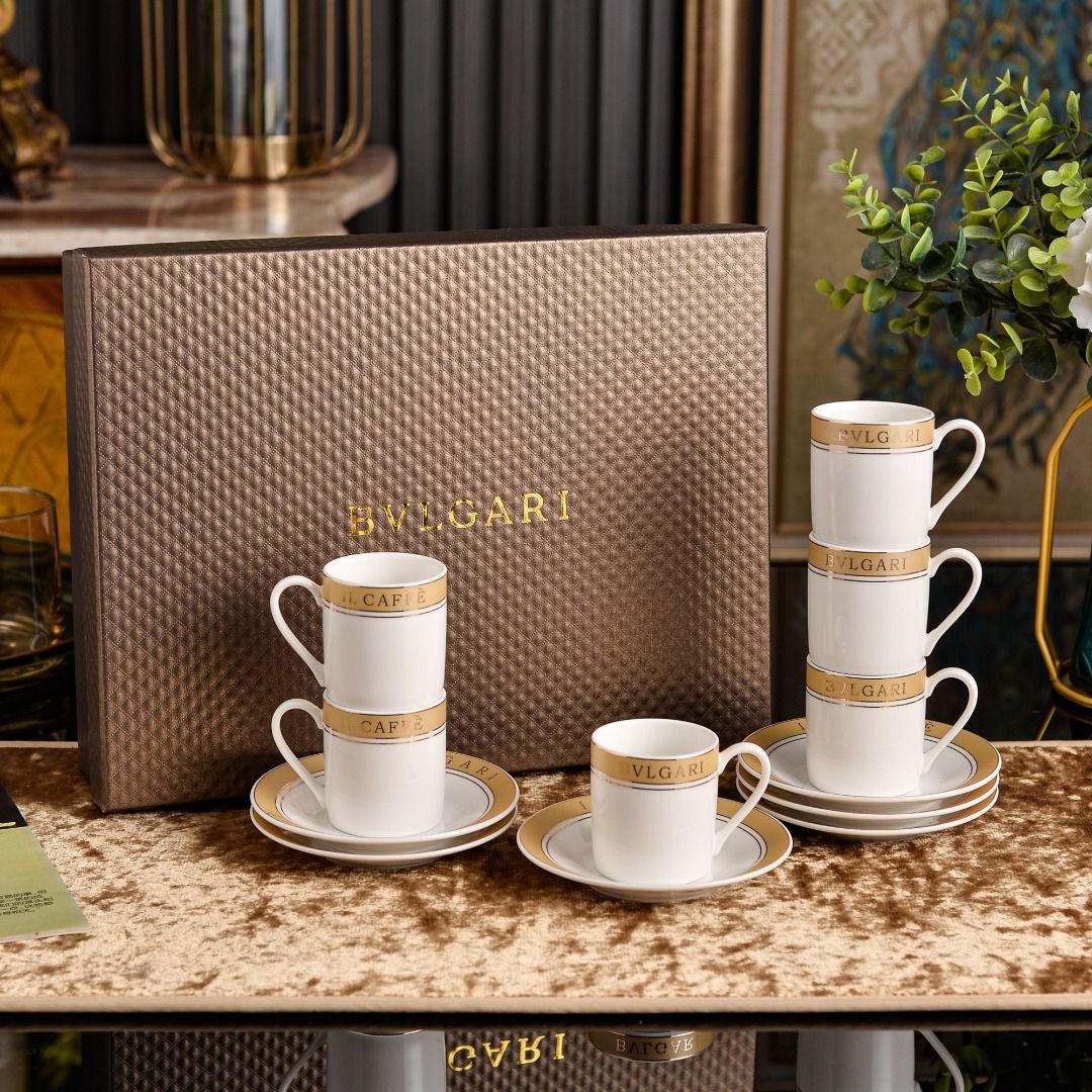 Bulgari Haute Horlogerie Gold-Accent Espresso Cup and Saucer Set