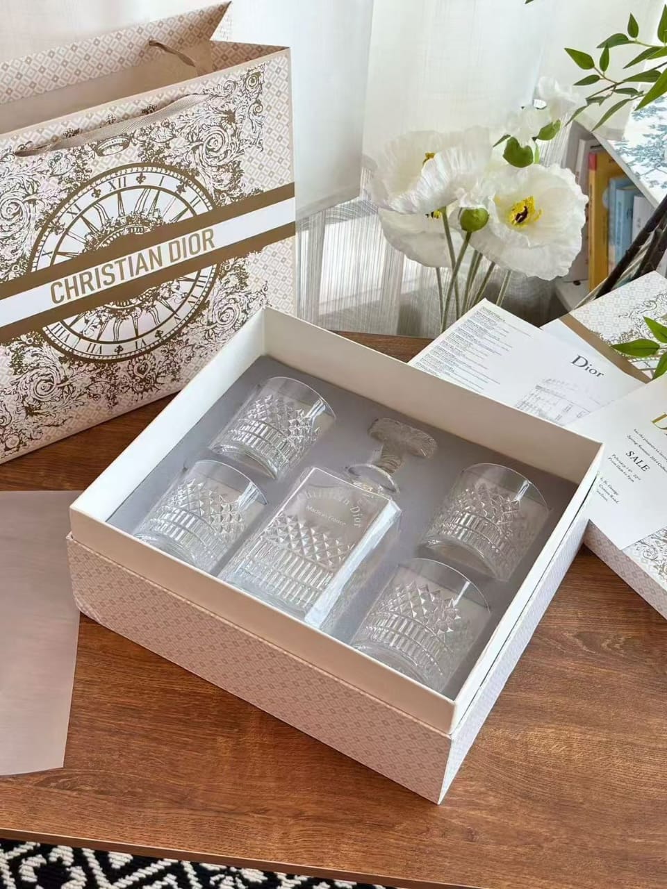 Christian Dior Crystal Decanter & Tumbler Luxury Barware Set