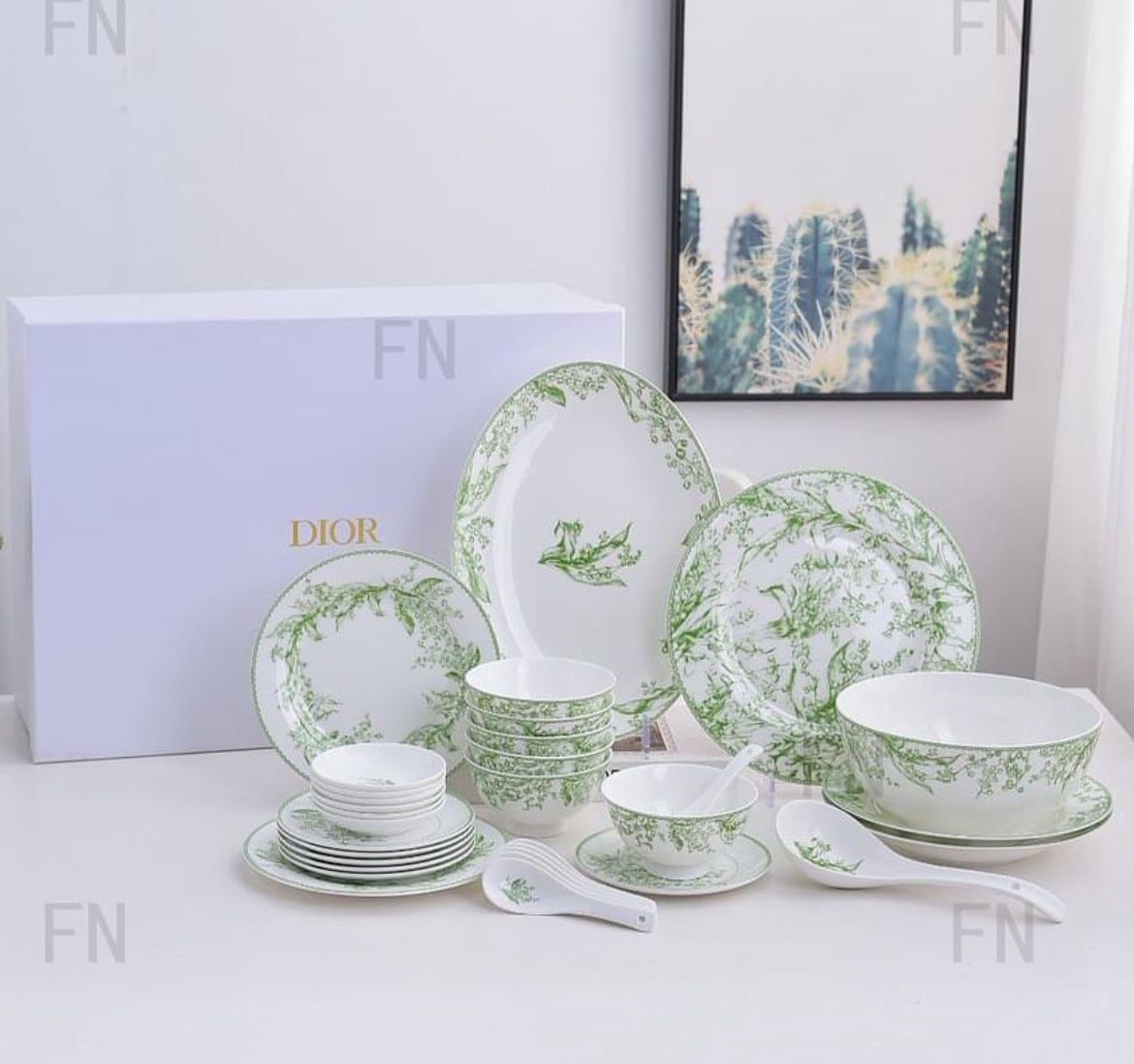 Dior Lily of the Valley Artisanal Porcelain and Silverware Dining Collection