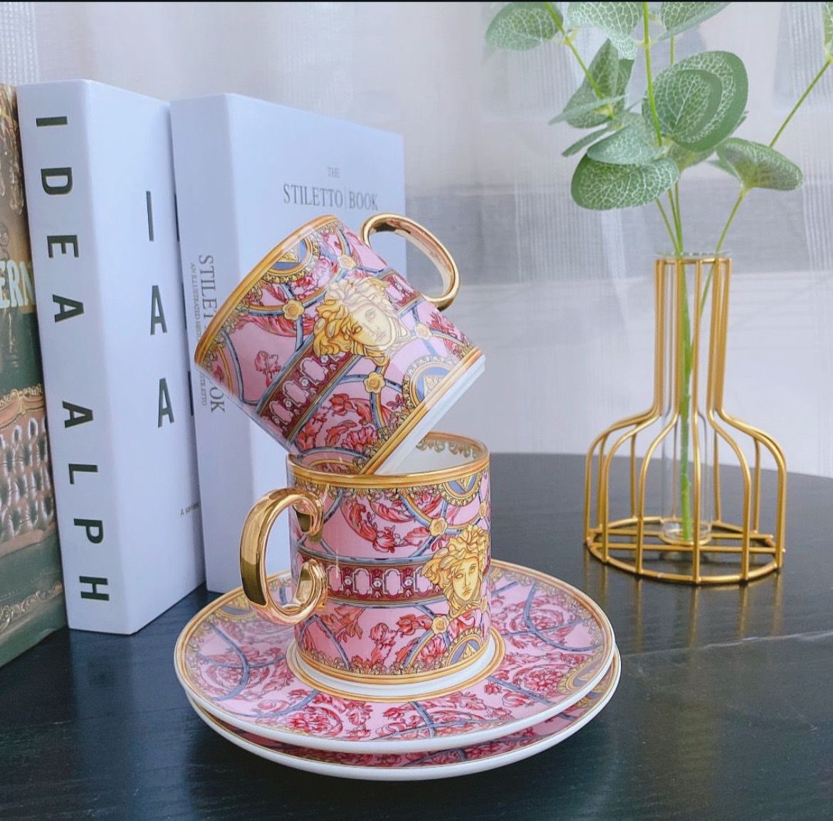 Versace Medusa Pink Baroque Luxury Porcelain Tea Set