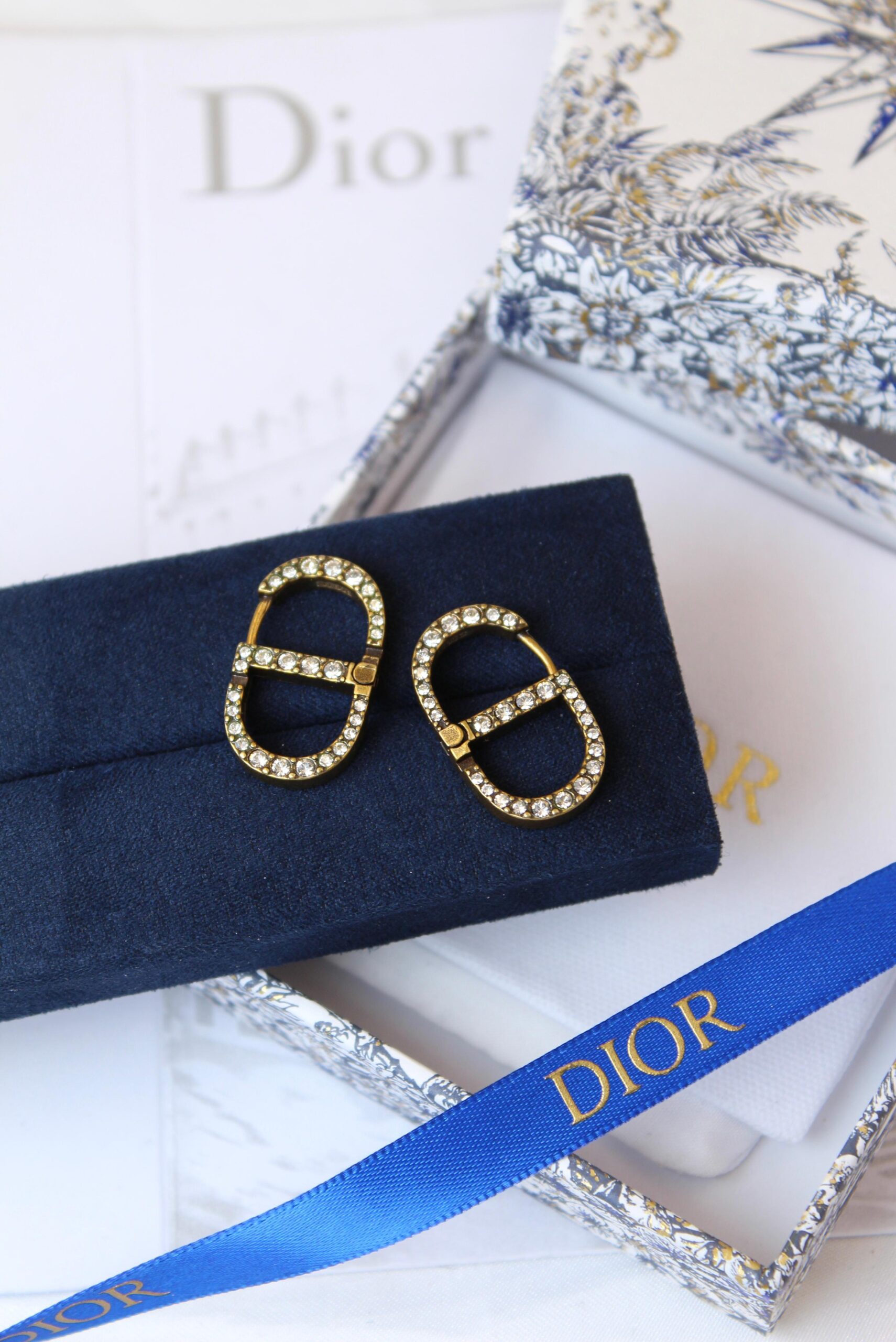 Christian Dior CD Signet Pavé Gold-Finish Earrings