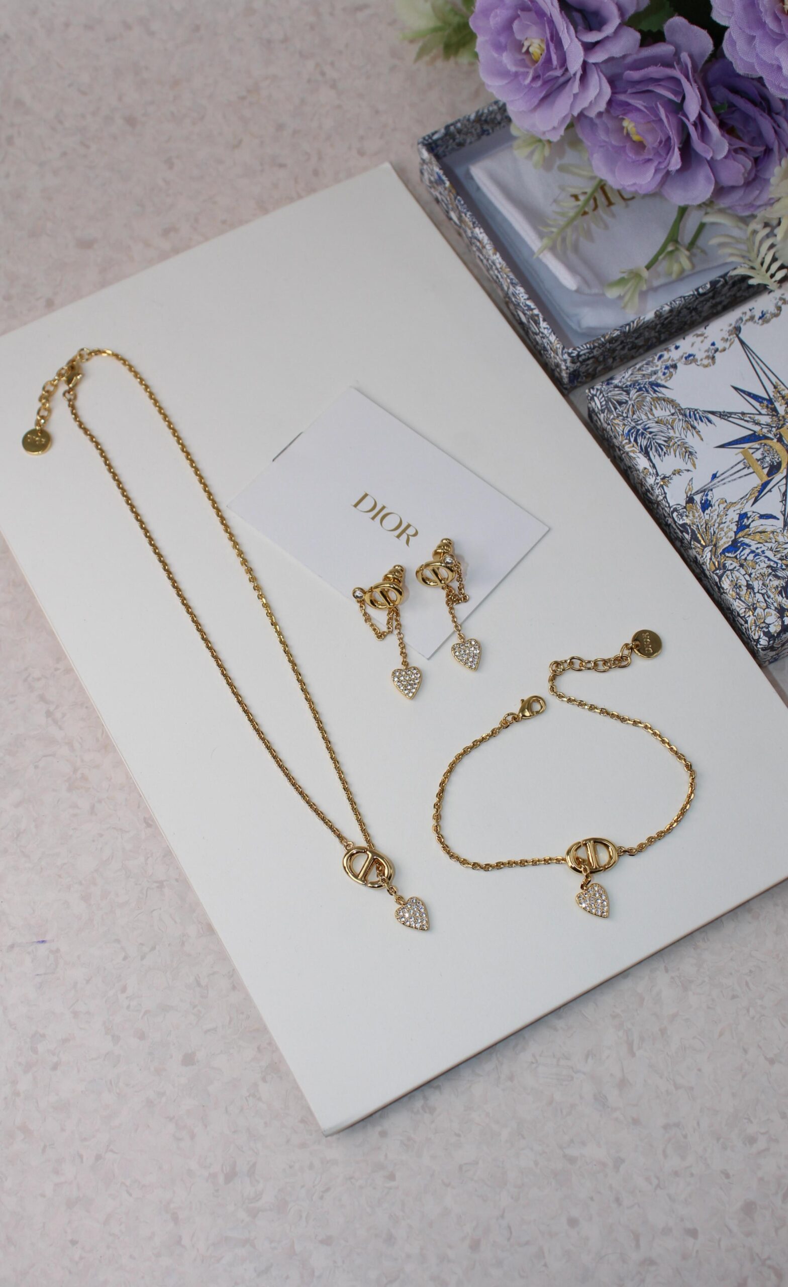 Dior Golden Heart Pavé CD Monogram Parure