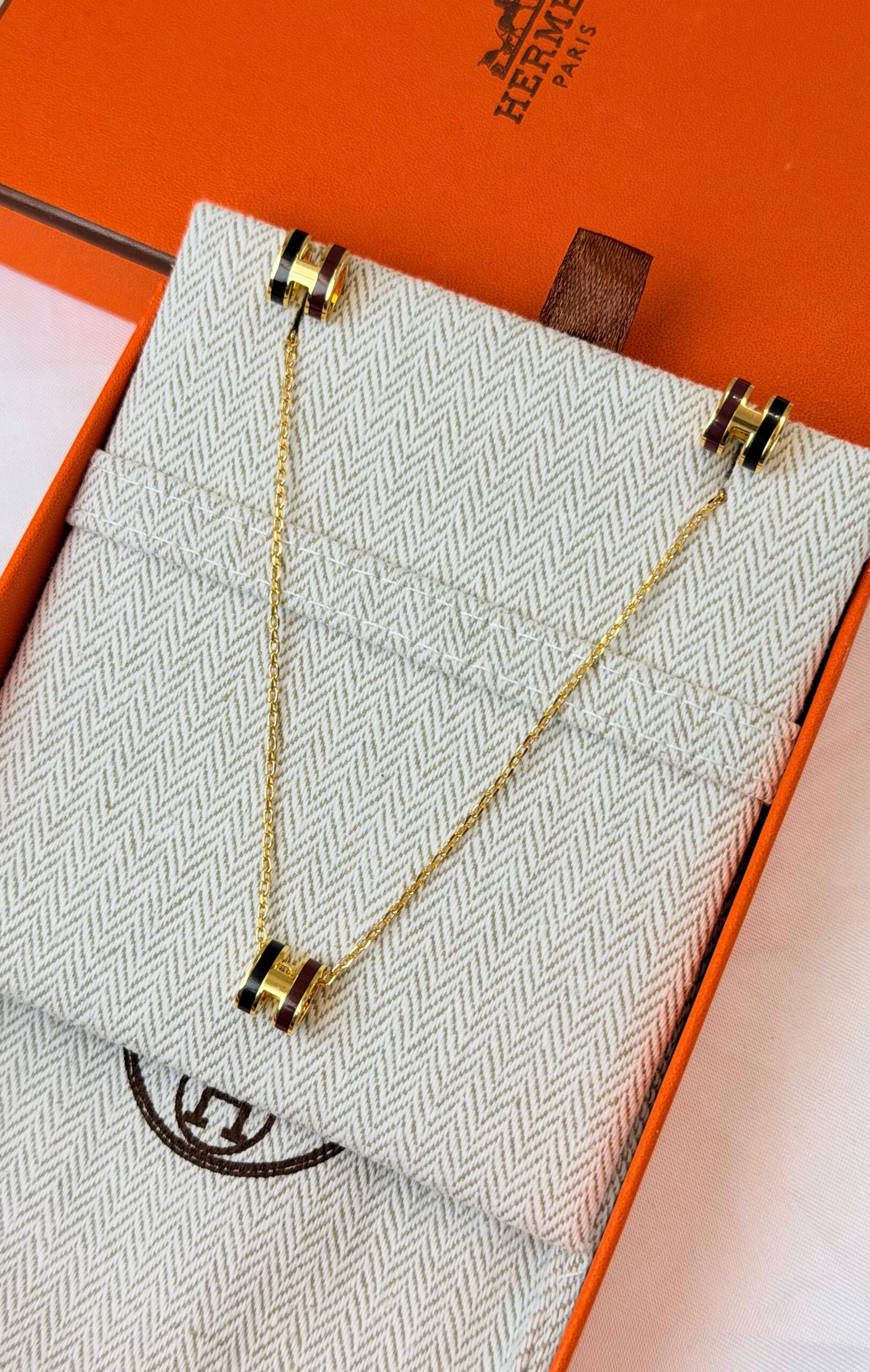 Hermès Enamel and Gold-Plated H-Motif Pendant Necklace Set