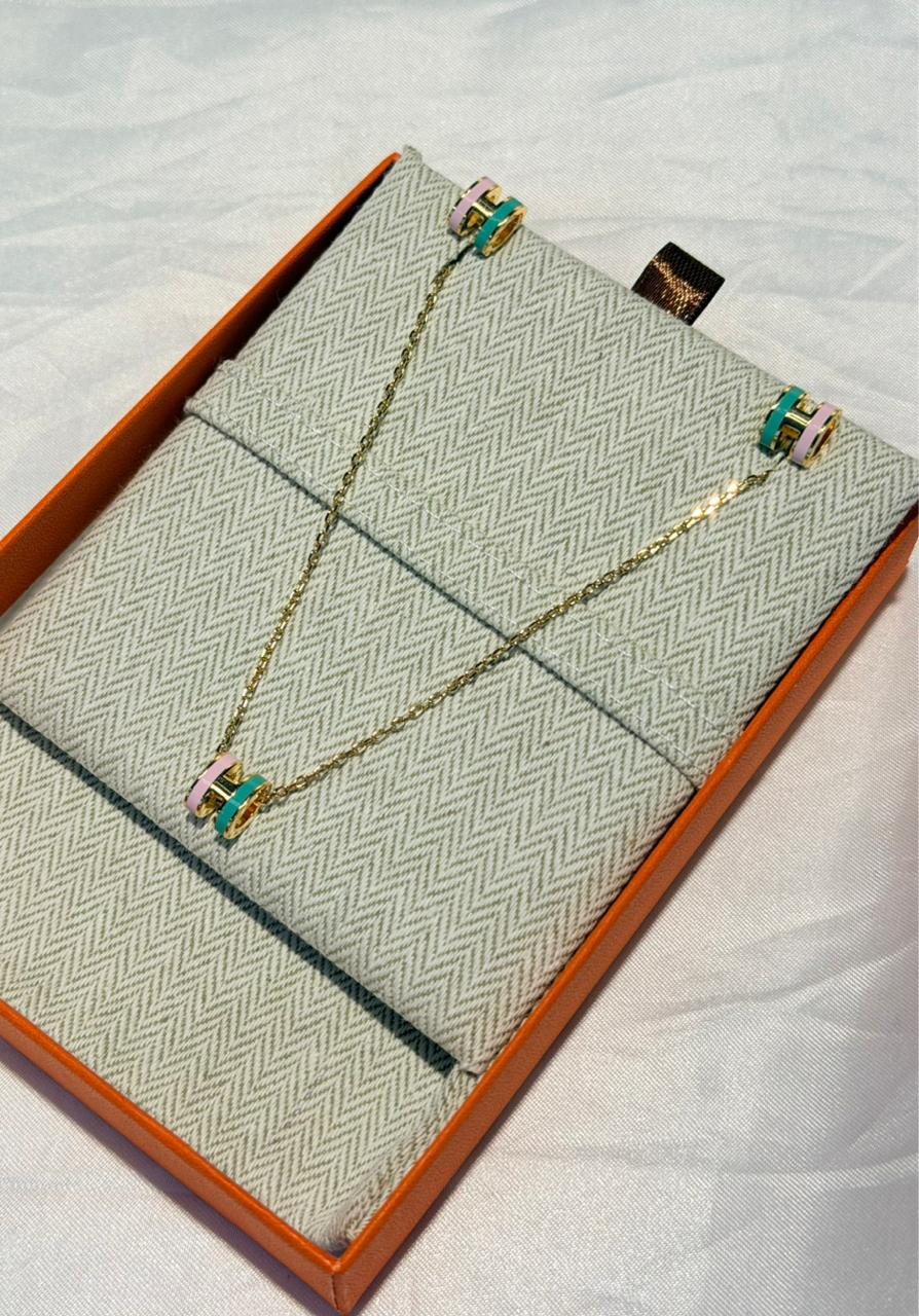 Hermès Pop H Multichrome Enamel and Gold-Plated Pendant Necklace