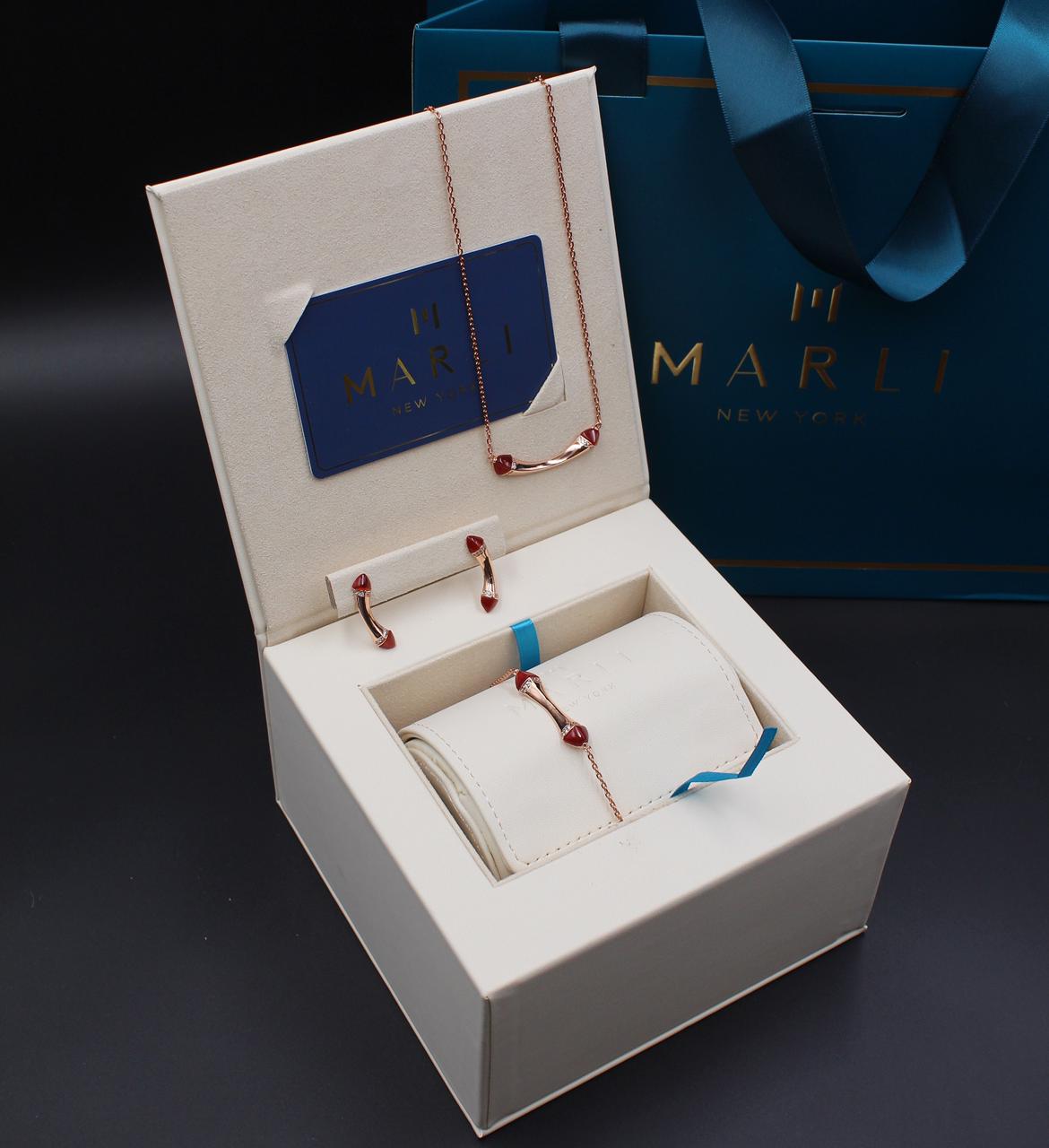 Marli New York Rose Gold and Red Enamel Fine Jewelry Suite