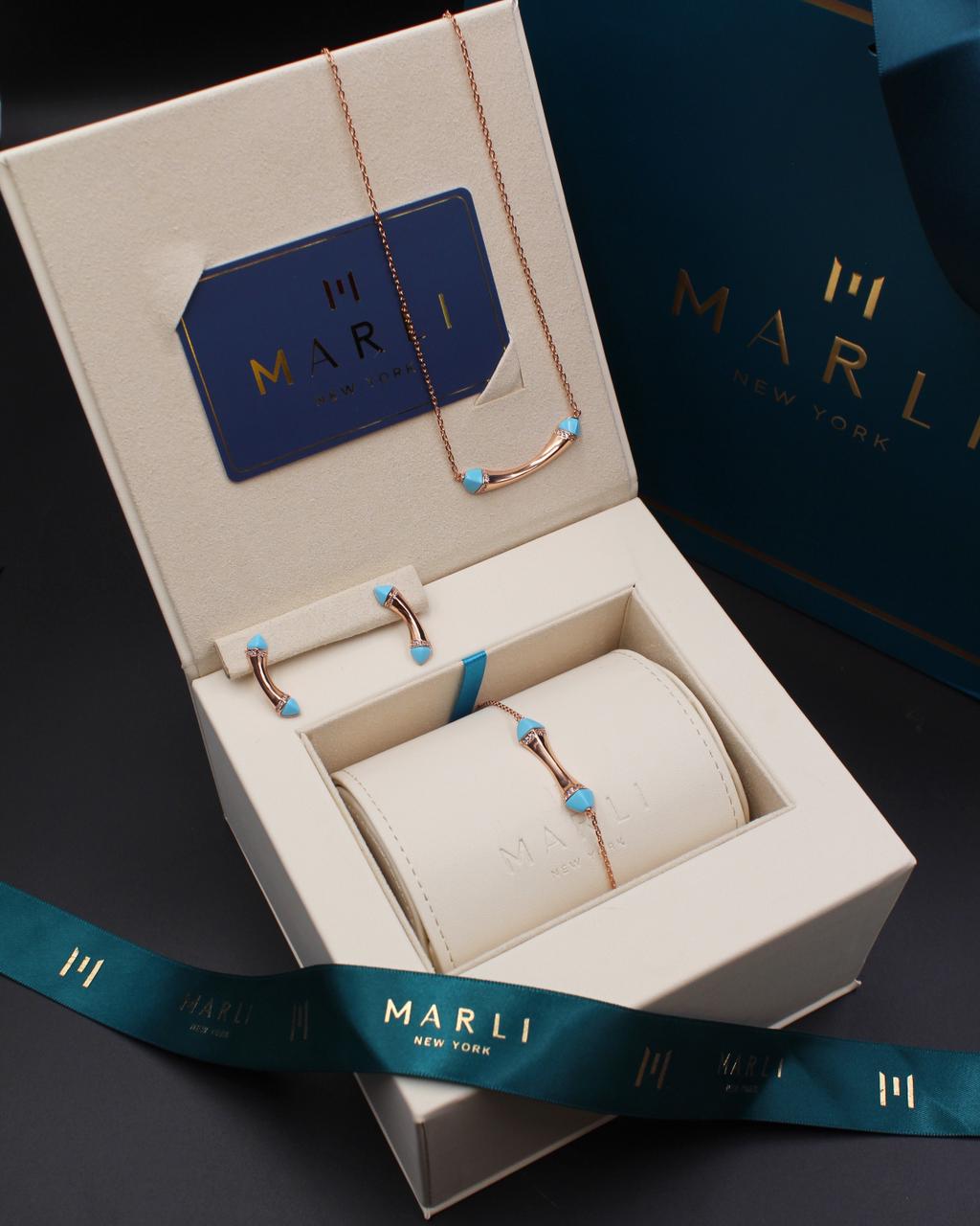 Marli New York Rose Gold and Turquoise Fine Jewelry Set