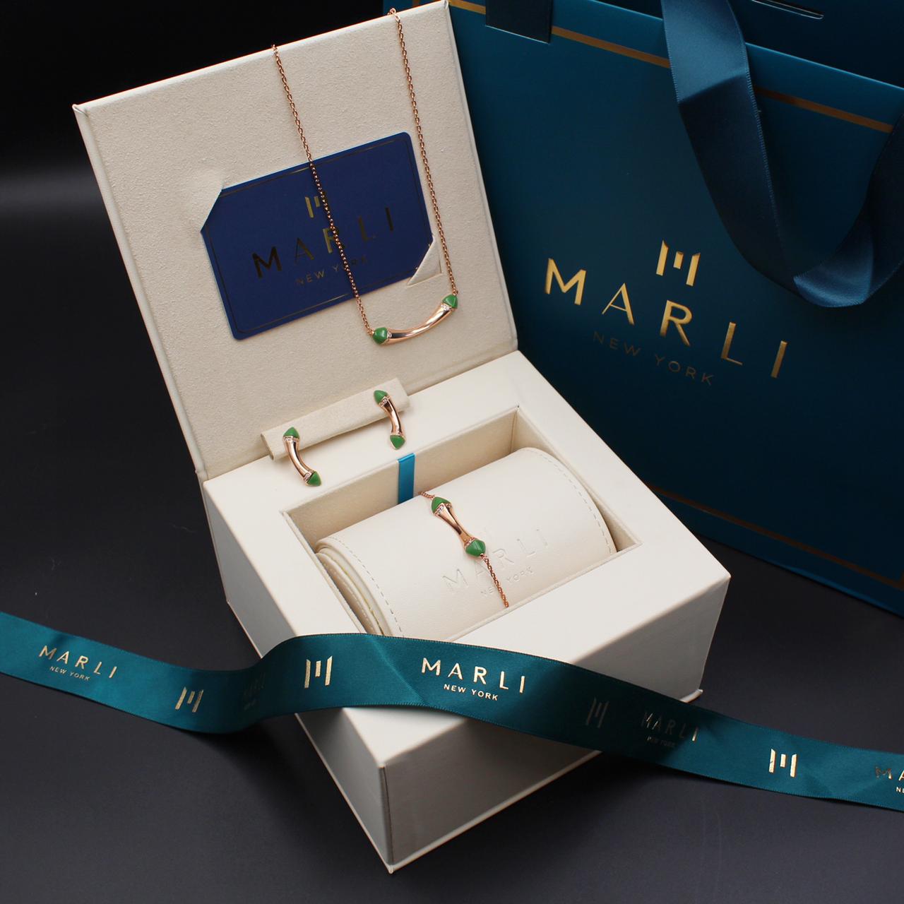Marli New York Cleo Malachite & Diamond Rose Gold Jewelry Suite