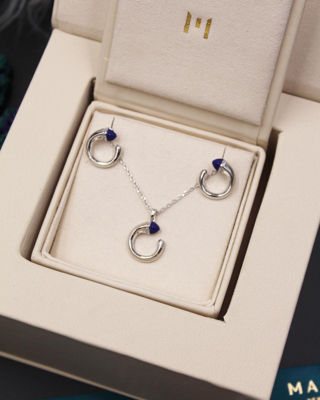 Marli Lapis Lazuli & White Gold Pendant and Earring Suite