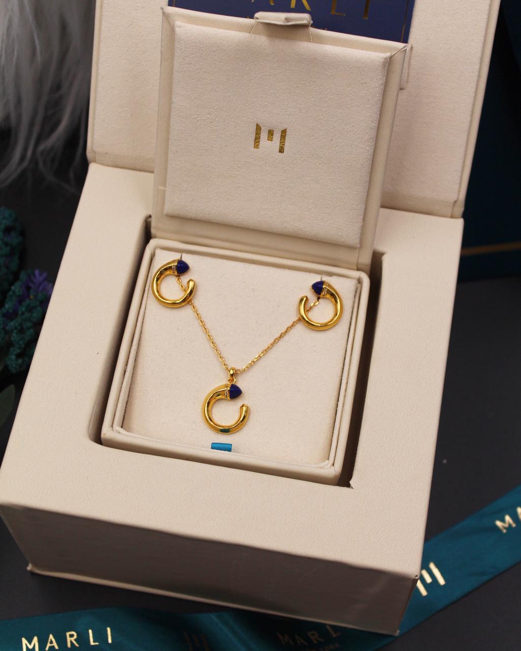 Marli New York 18K Gold Lapis Lazuli Demi-Parure Set