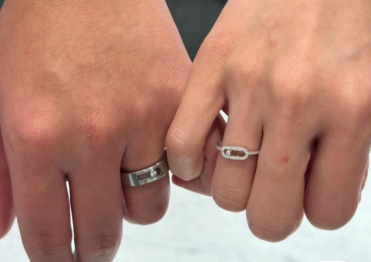 Maison Floating Diamond Platinum-Finish Designer Rings