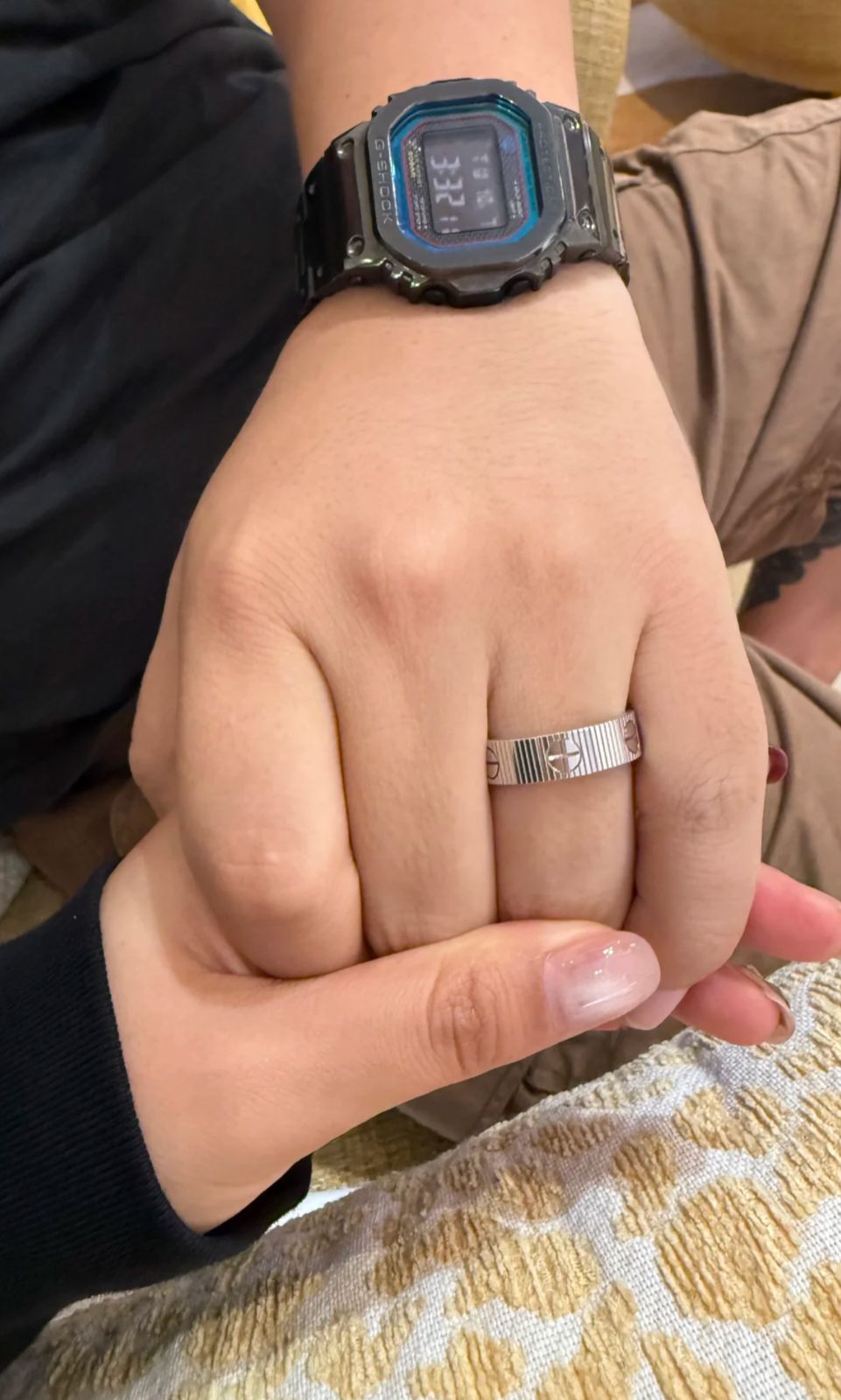 Cartier 18K White Gold Striped Love Band Ring