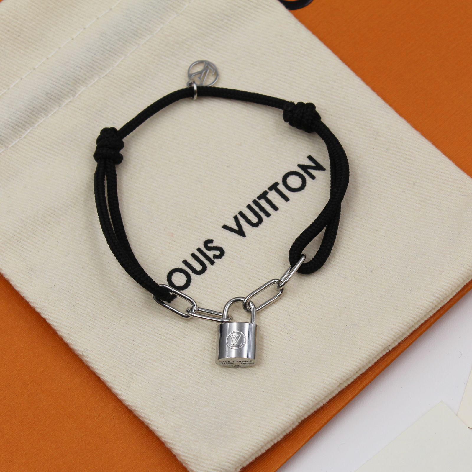Louis Vuitton Silver Lockit Cord Bracelet in Black