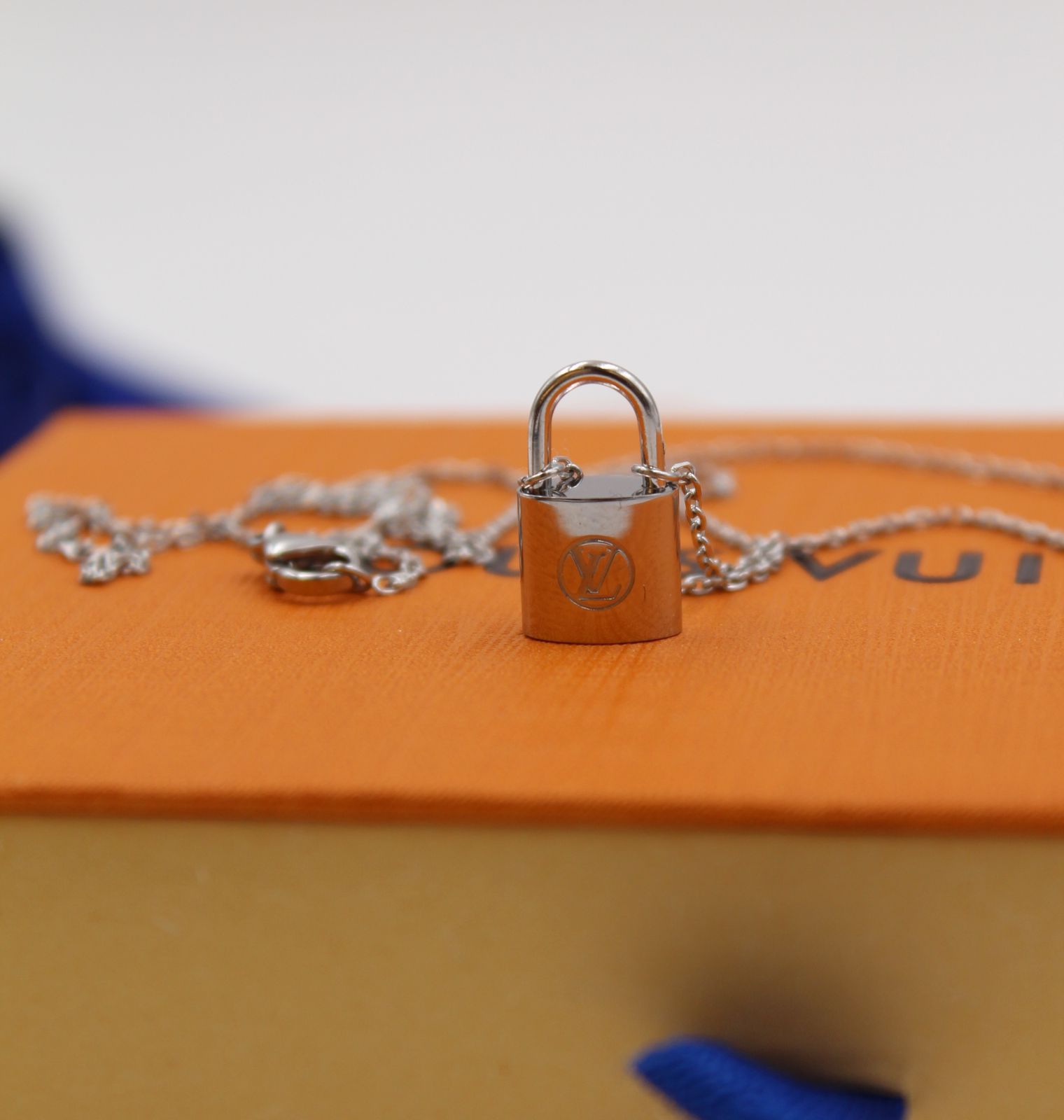 Louis Vuitton Silver-Tone Padlock Pendant Necklace