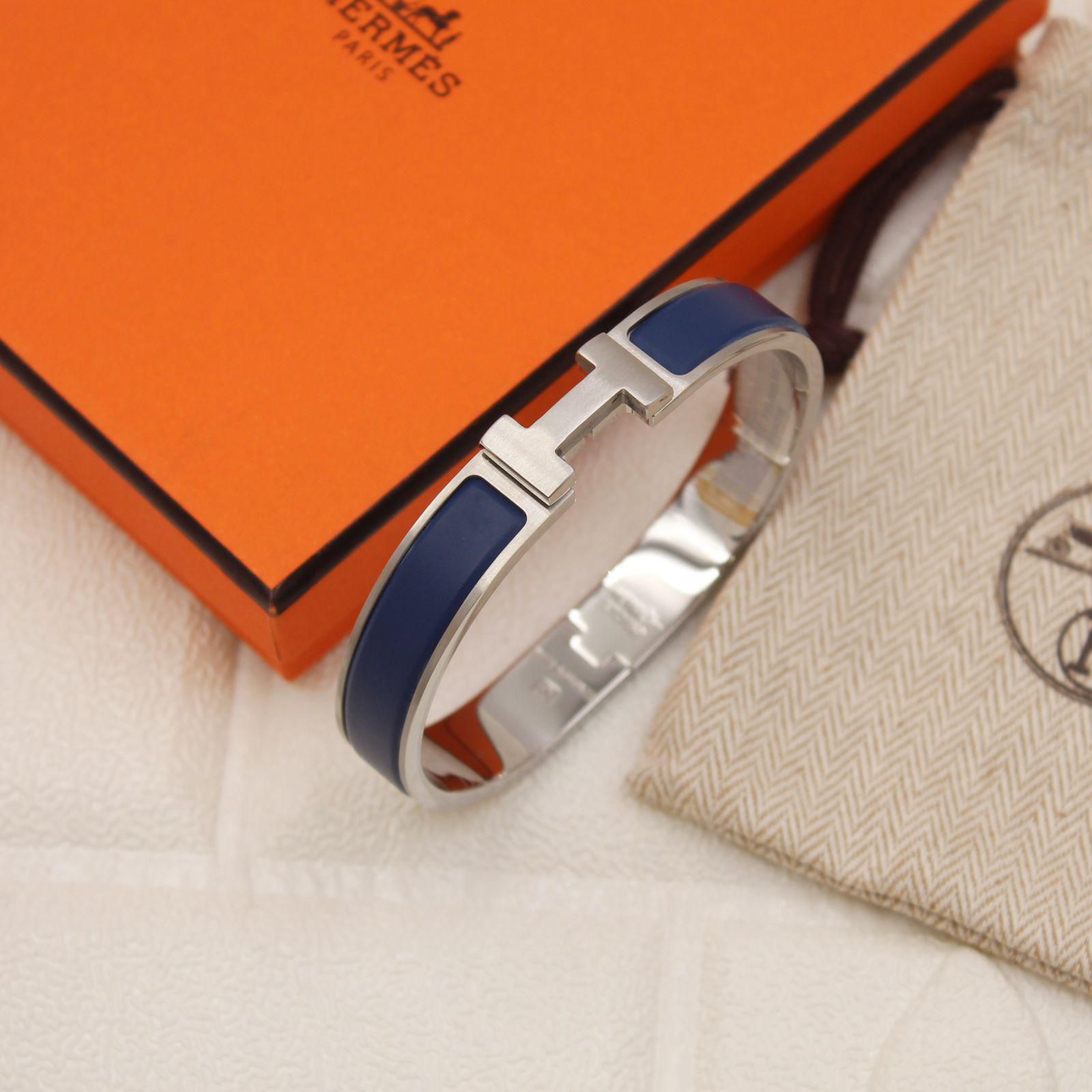 Hermès Enamel and Palladium-Plated Clic H Bracelet