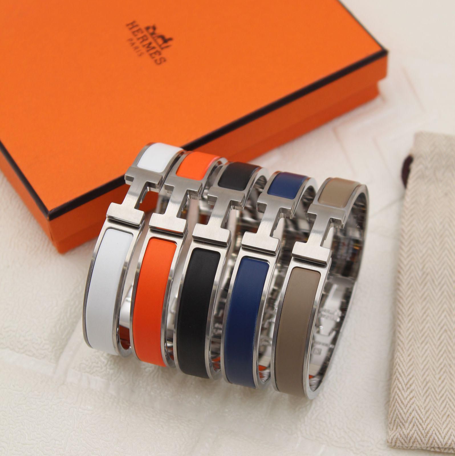 Hermès Enamel and Palladium-Plated Clic H Bracelets Set