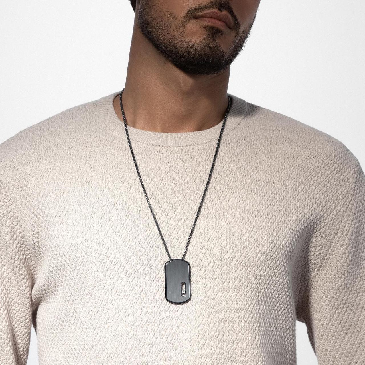 Obsidian Vanguard Diamond-Accented Dog Tag Pendant