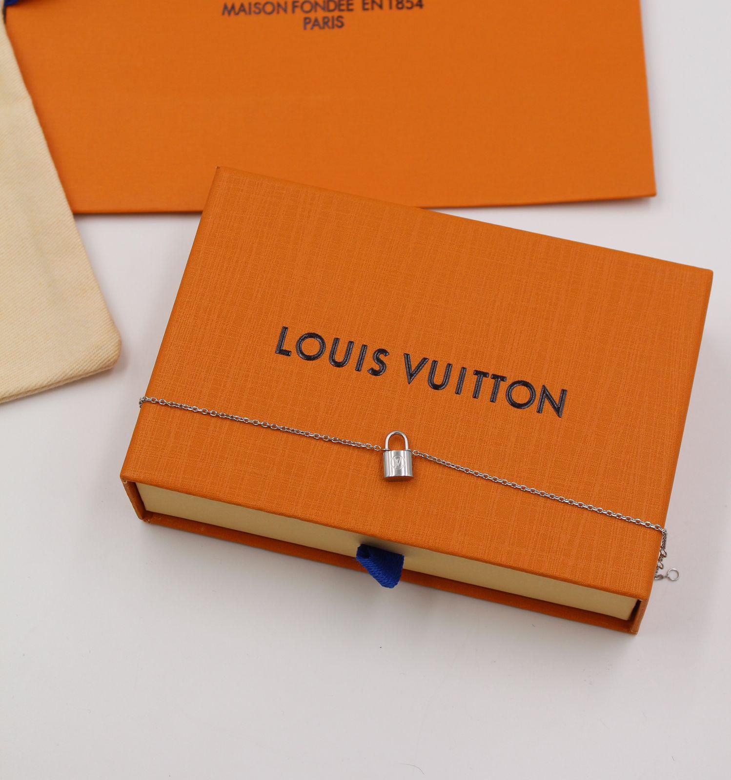 Louis Vuitton Monogram Lock Silver-Tone Pendant Necklace
