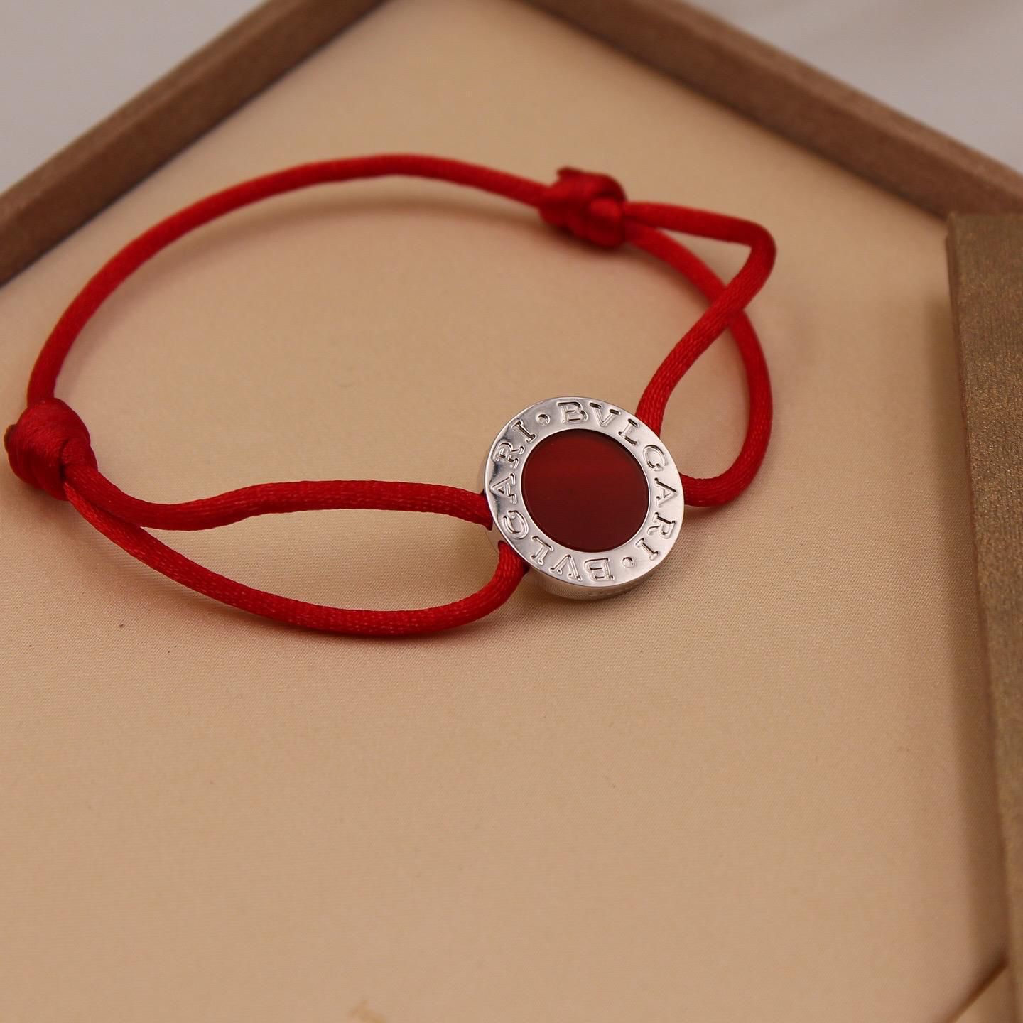 BVLGARI B.zero1 Red Cord & Sterling Silver Charm Bracelet