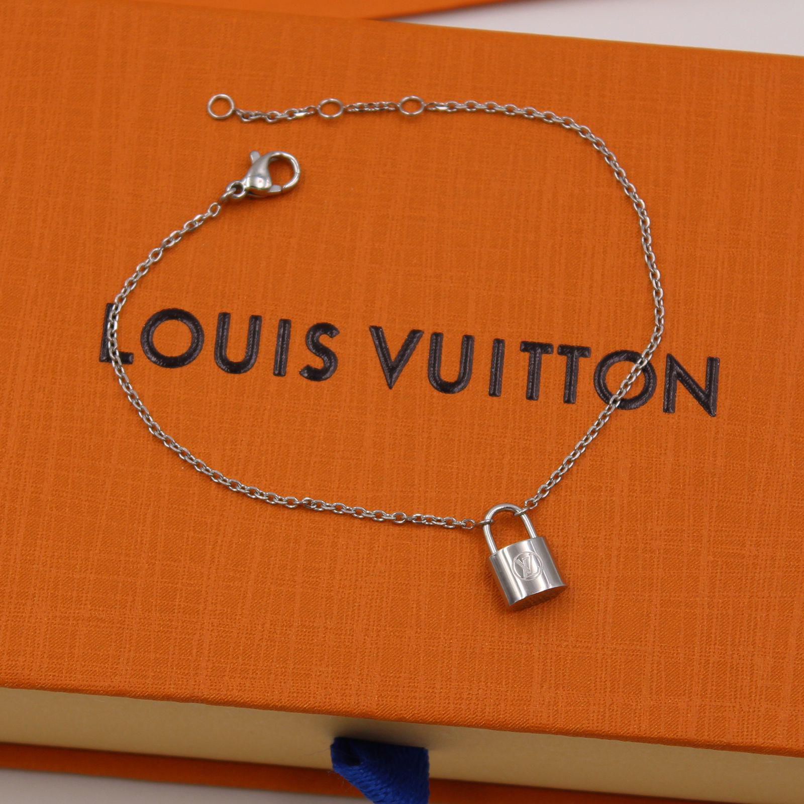 Louis Vuitton Silver Padlock Charm Chain Bracelet
