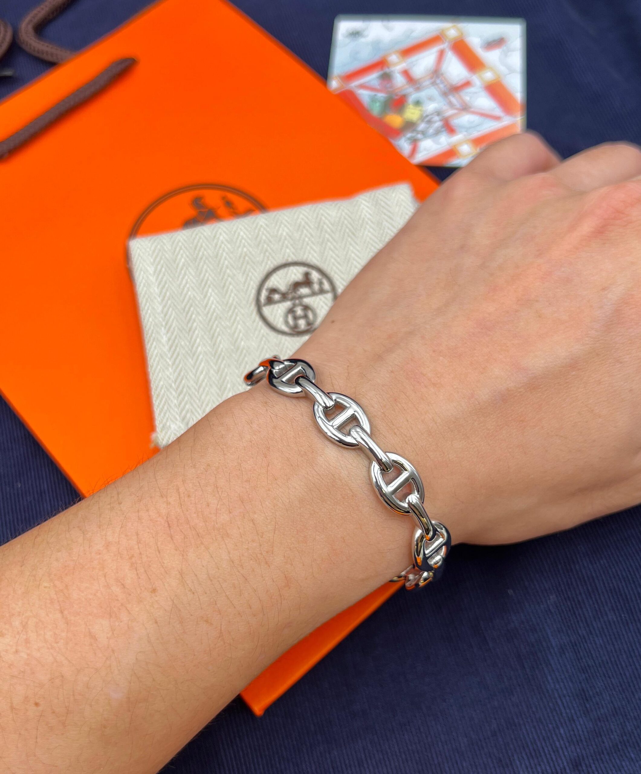 Hermès Chaine d'Ancre Sterling Silver Bracelet, Medium Model