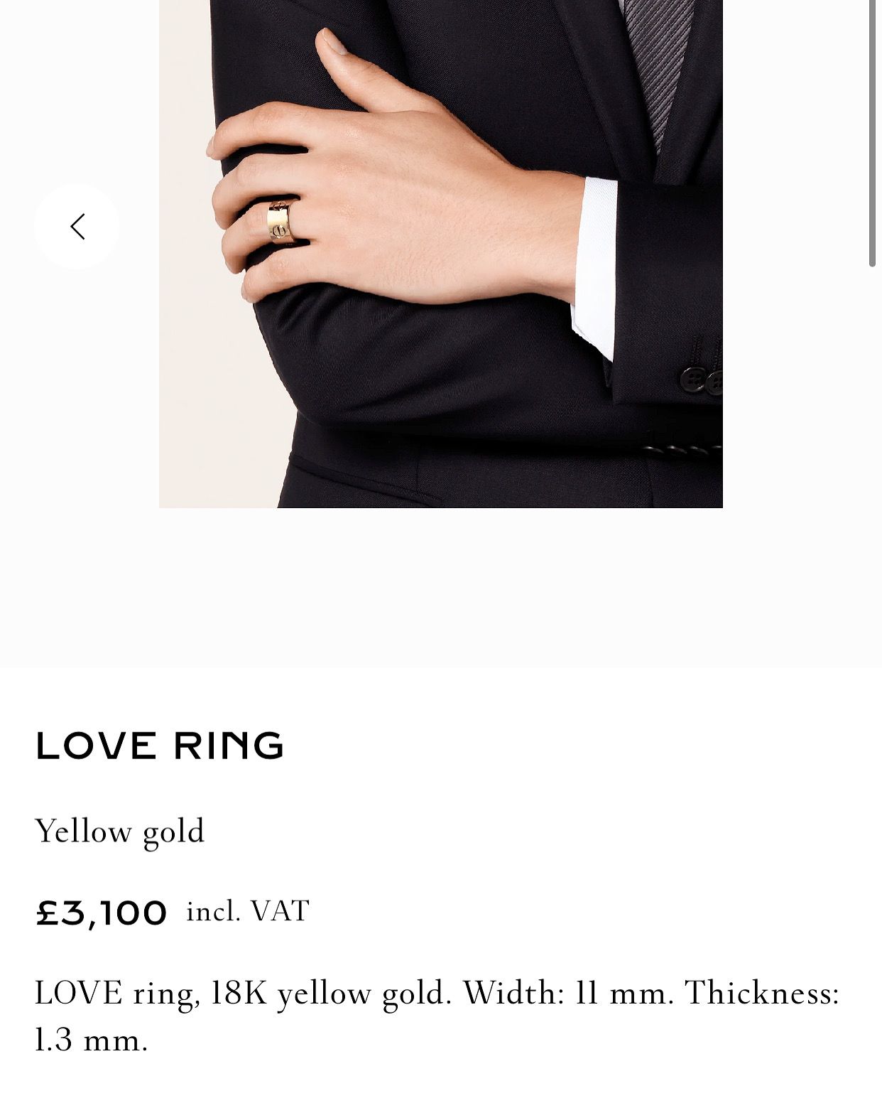 Cartier 18K Yellow Gold Wide LOVE Ring