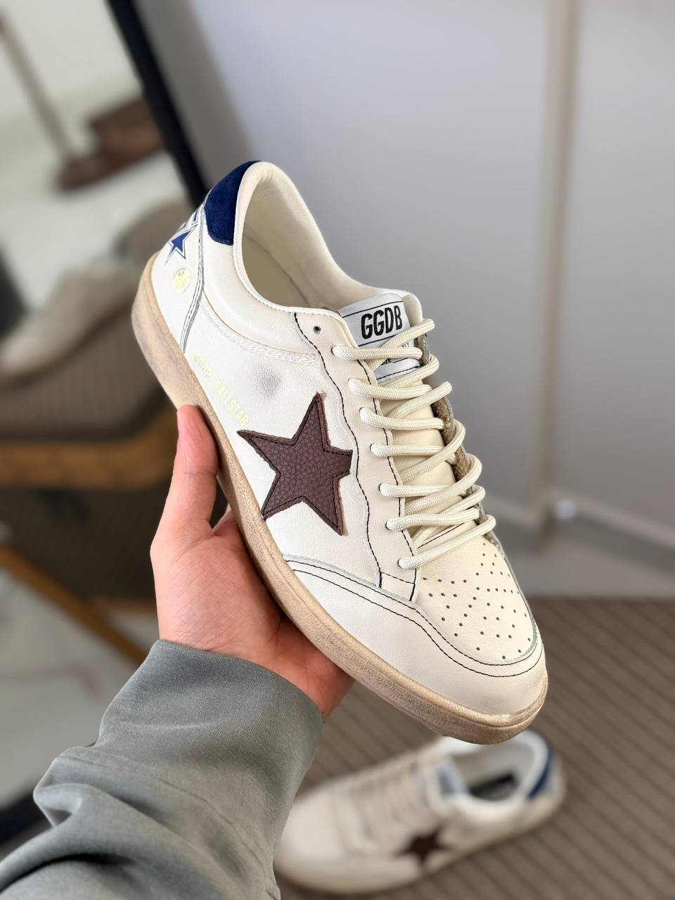 Golden Goose Ball Star Leather Sneakers with Contrast Star Detail