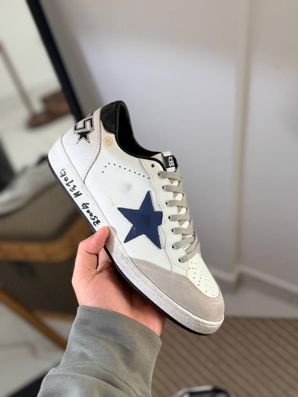 Golden Goose Ball Star Leather and Suede Low-Top Sneakers
