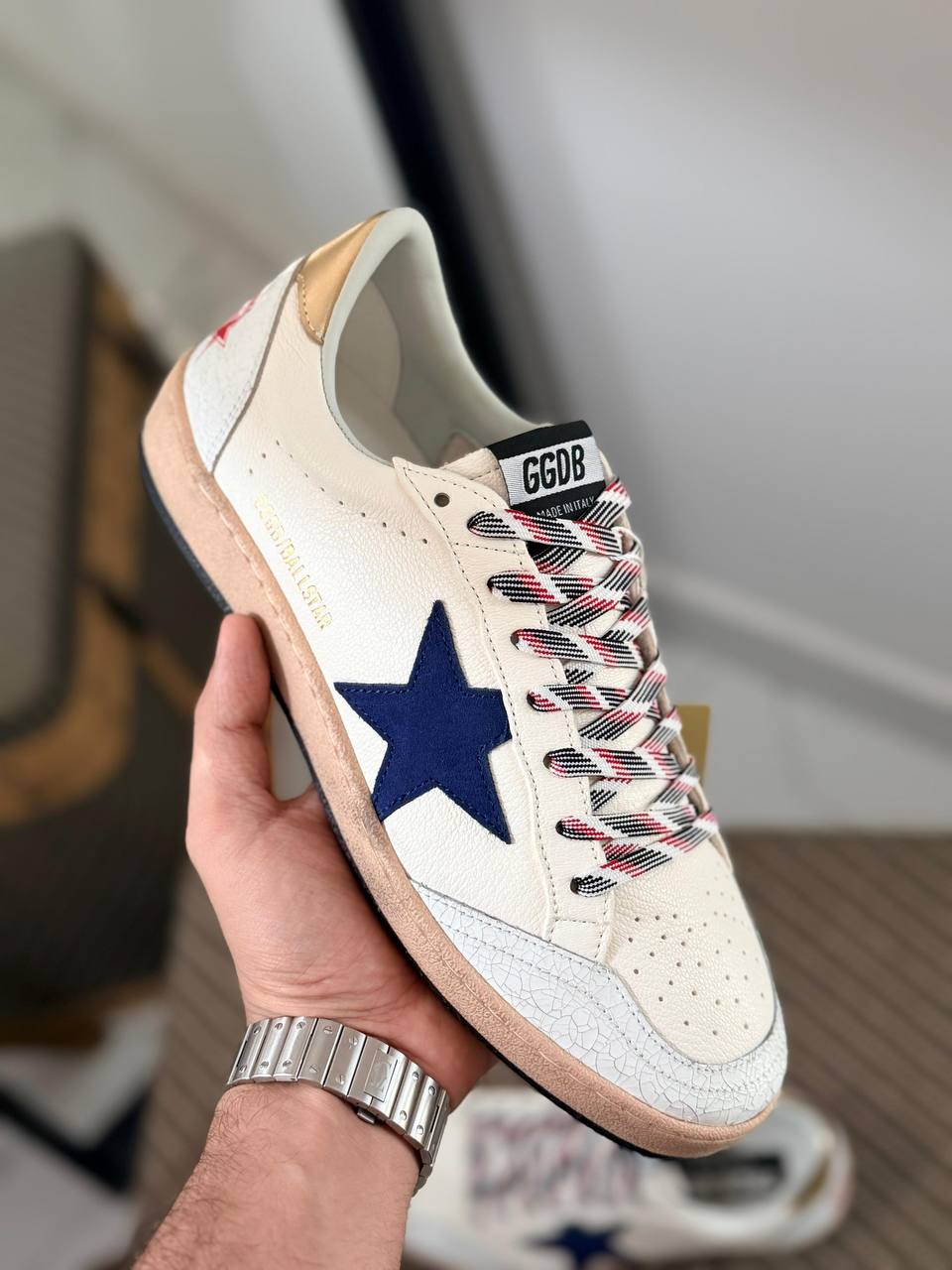 Ball Star Leather Sneakers with Navy Suede Star